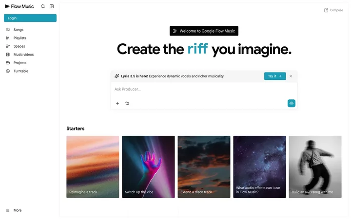 Google Flow Music product preview