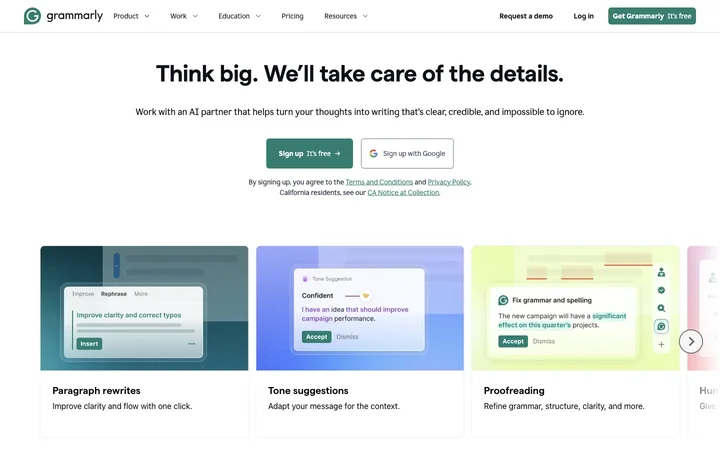 Grammarly product preview