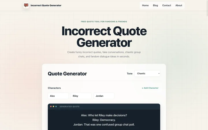 Incorrect Quote Generator product preview