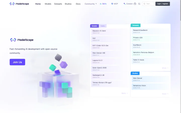 ModelScope 魔搭社区 product preview