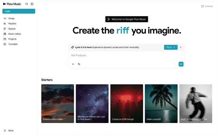 Google Flow Music product preview