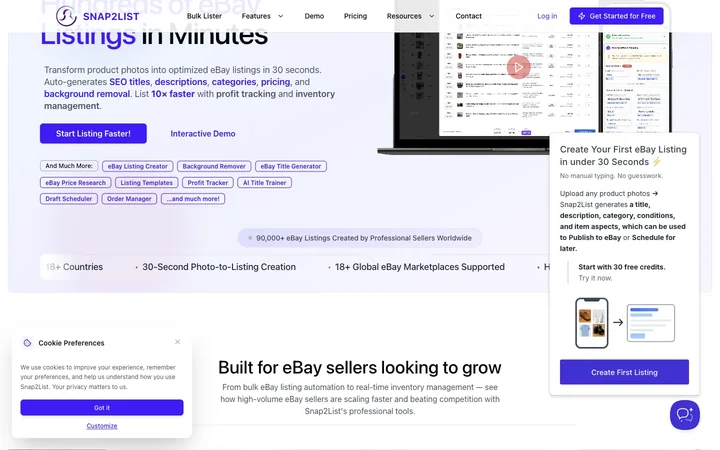 Snap2List product preview