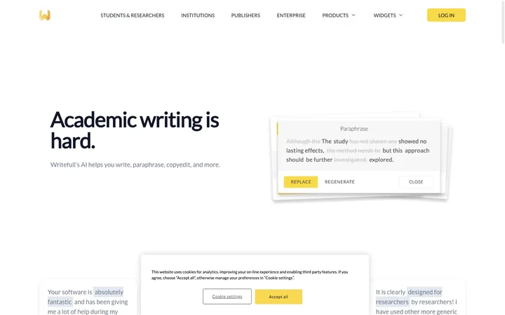Writefull product preview