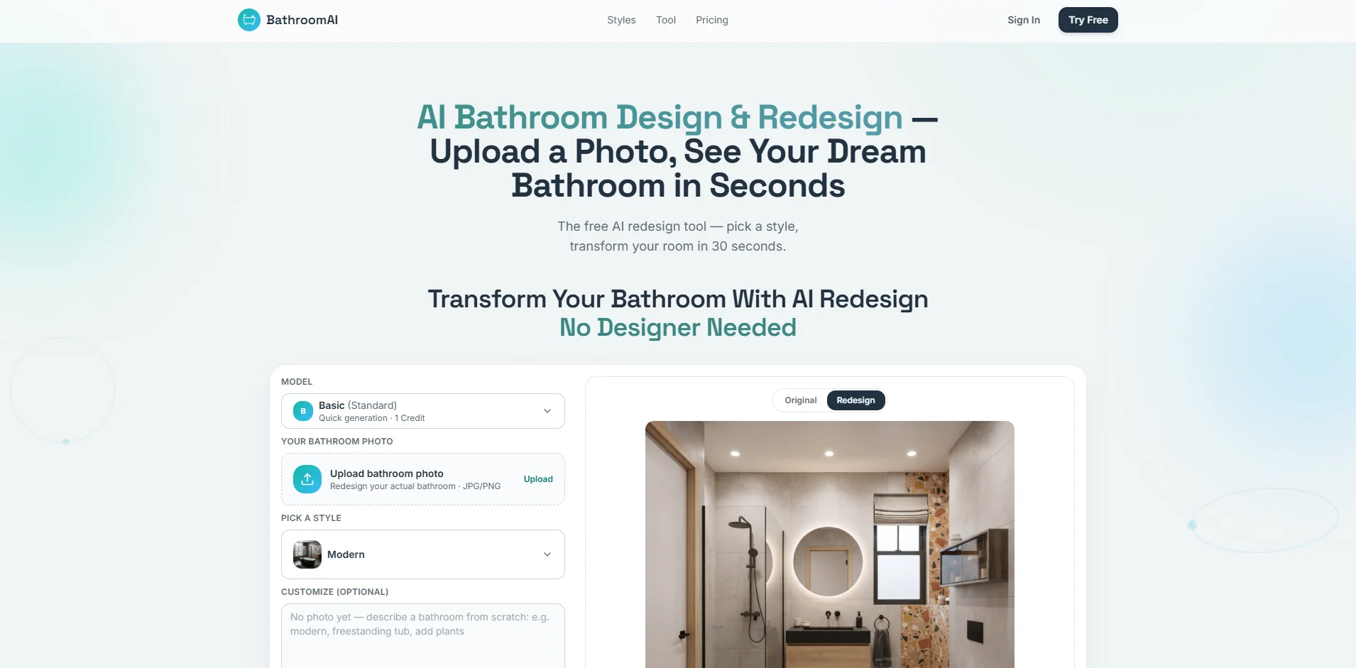 AI Bathroom Design product preview