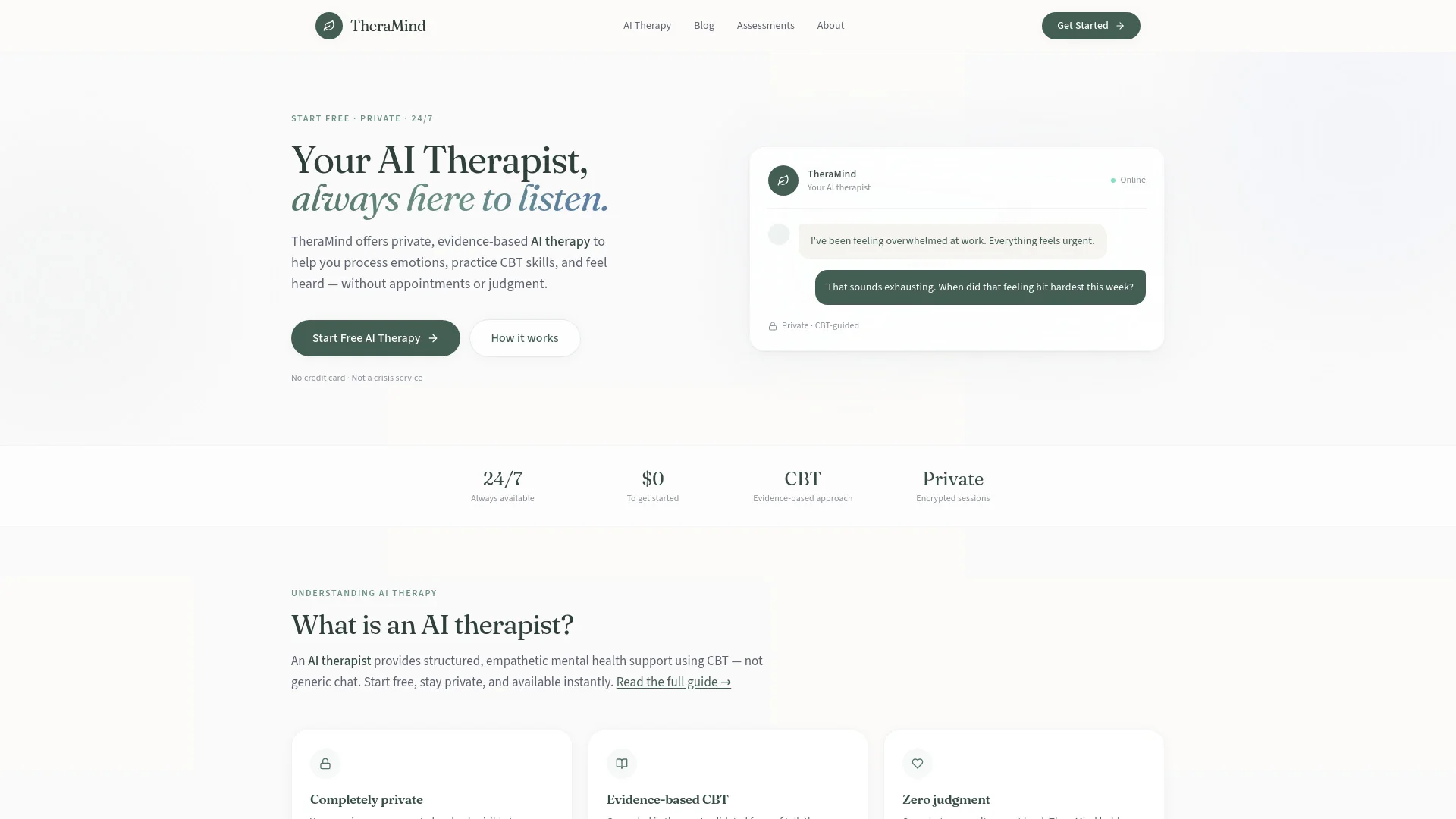 TheraMind - The AI Therapist product preview