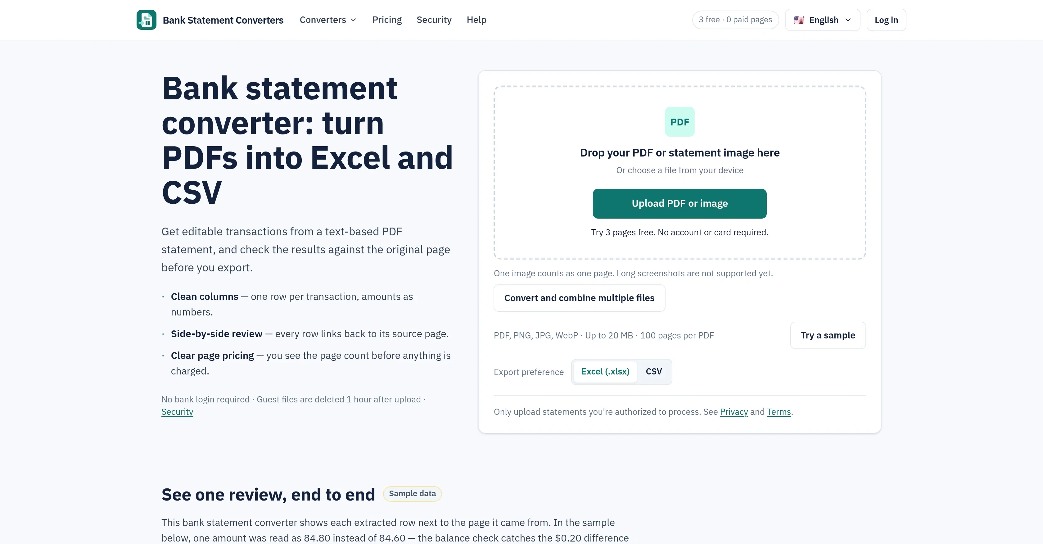 Bank Statement Converter product preview