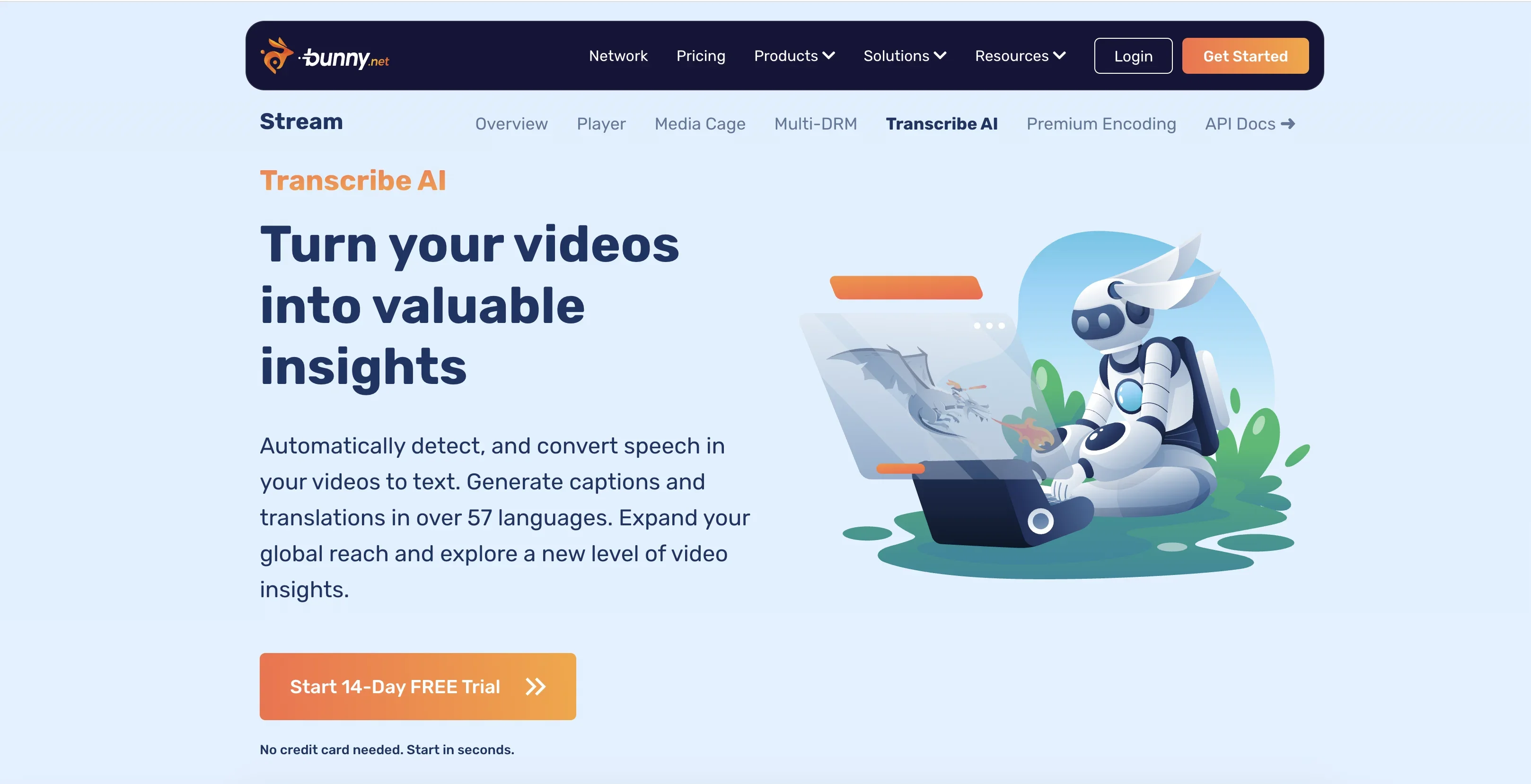 Transcribe AI by Bunny.net product preview