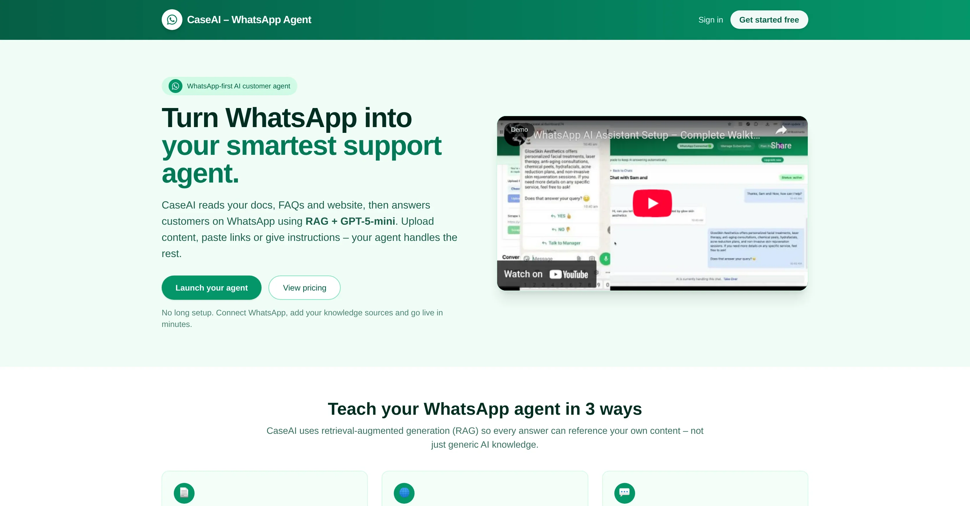 CaseAI WhatsApp Agent product preview