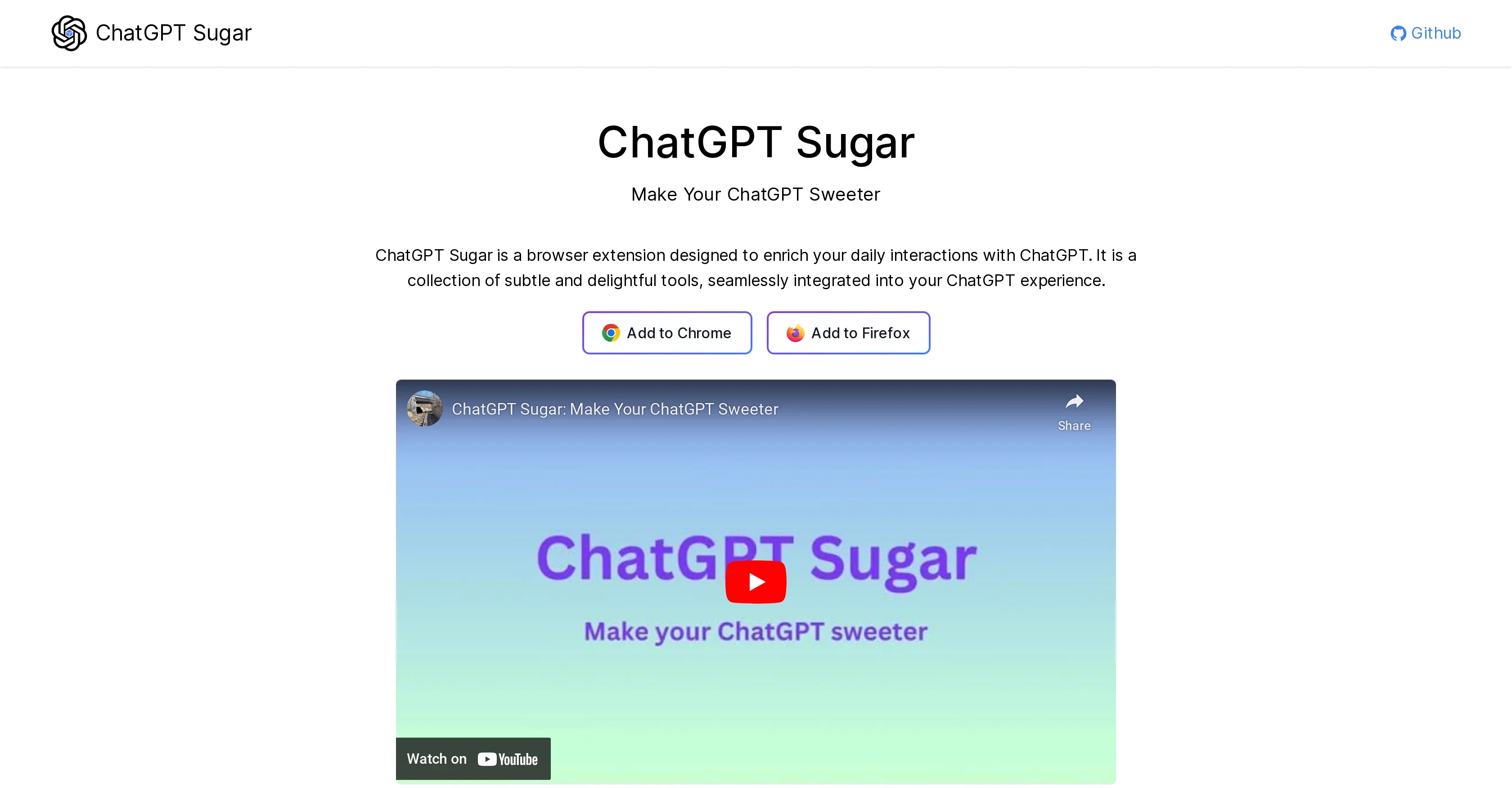 ChatGPT Sugar 제품 미리보기