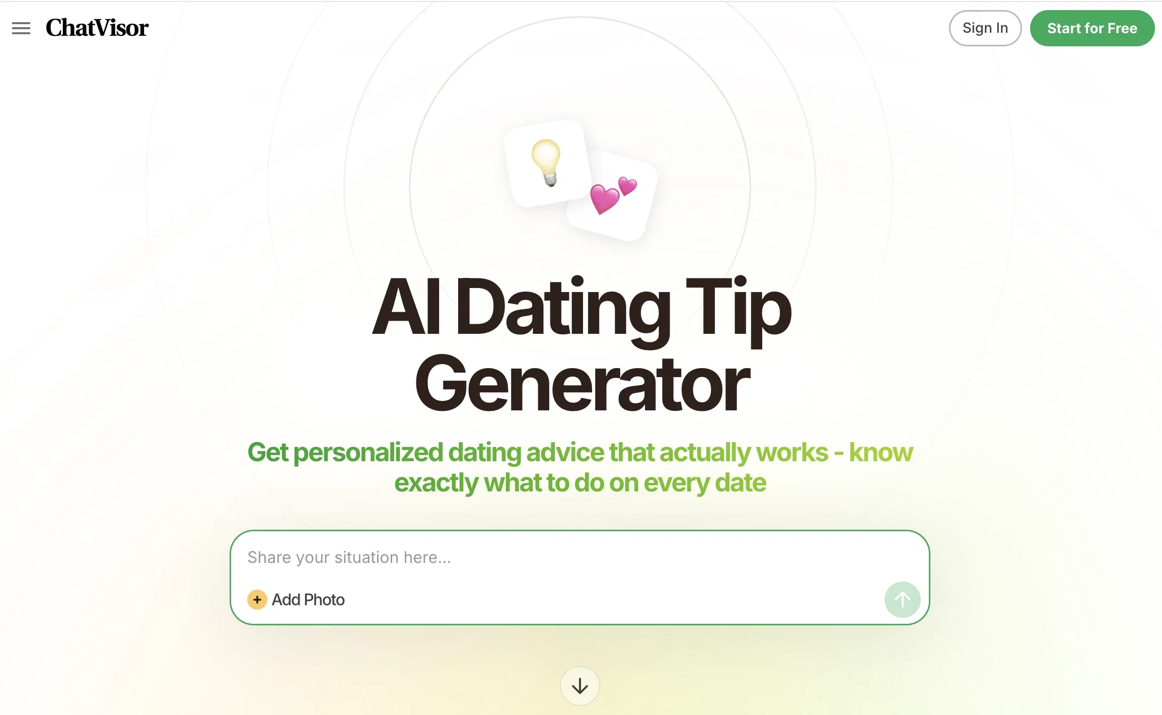 ChatVisor | AI Dating Tip Generator product preview