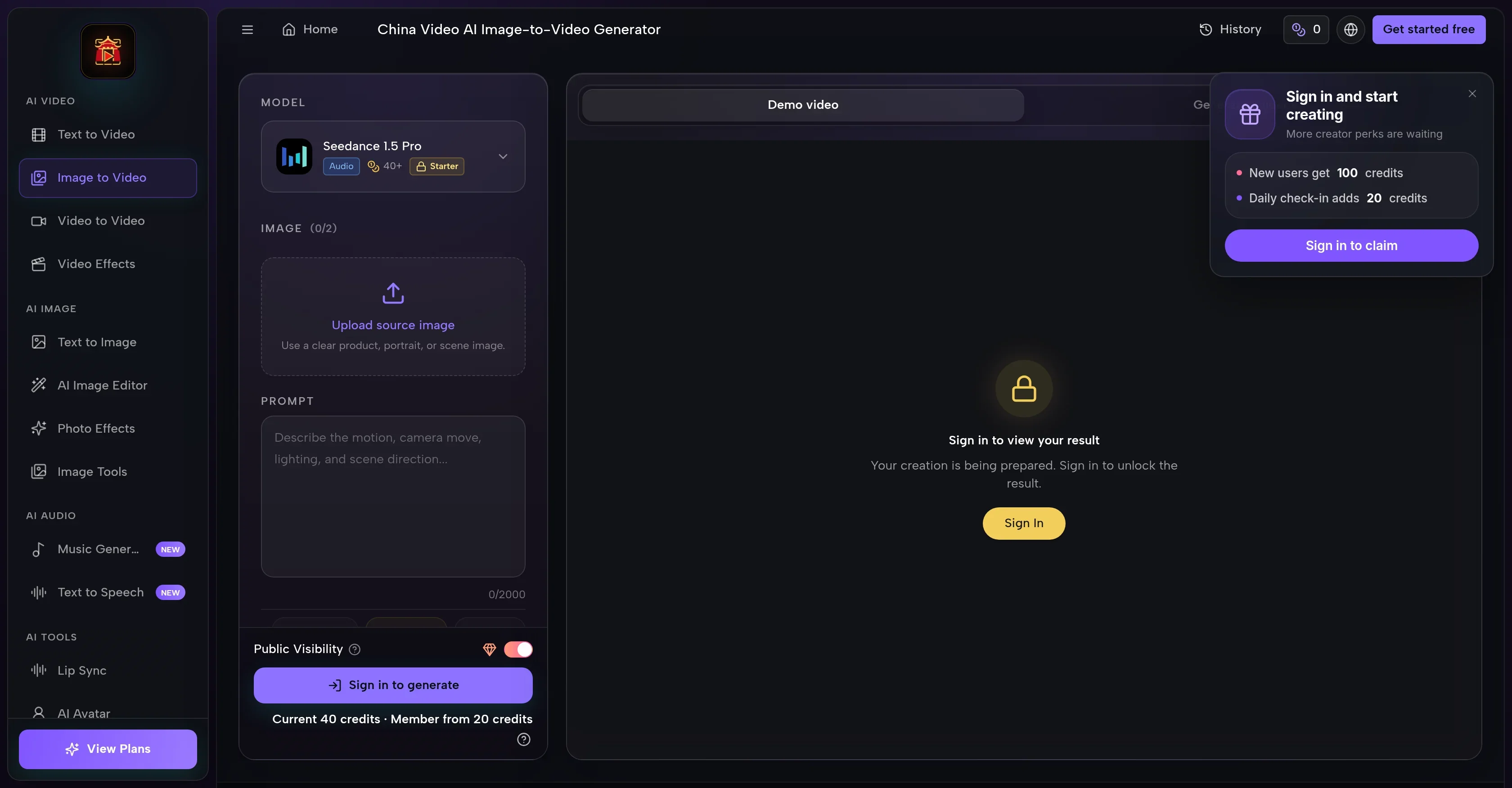 China Video | AI Image-to-Video Generator product preview