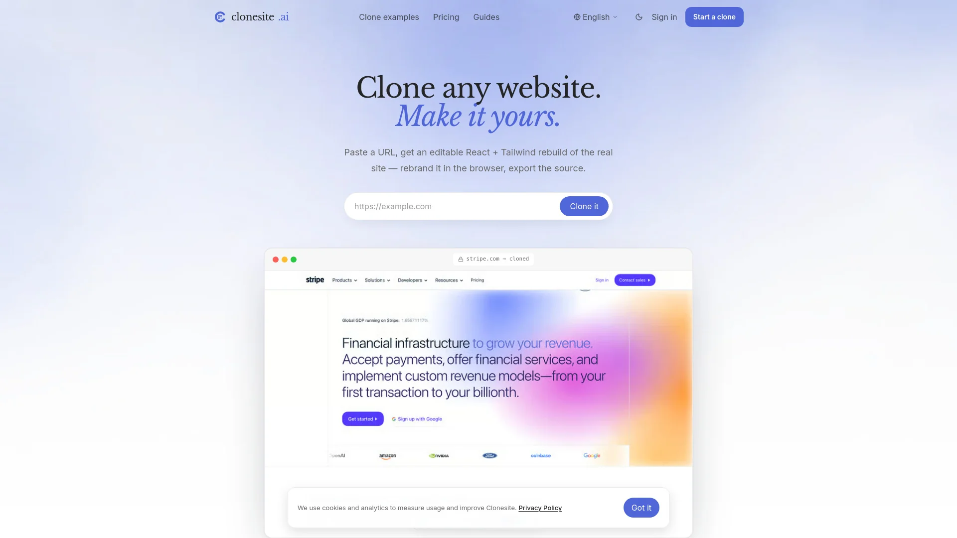 Clonesite product preview