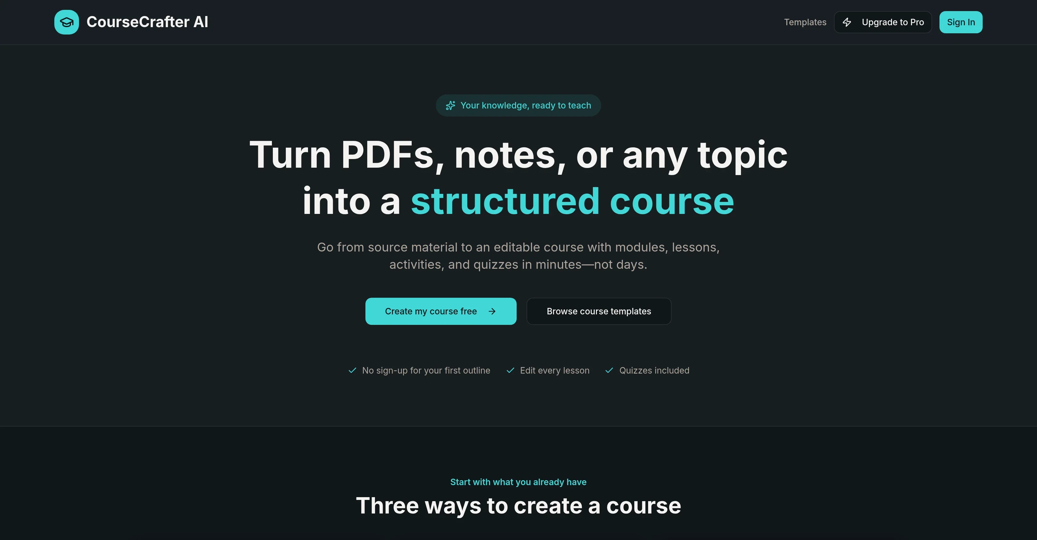 CourseCrafter AI product preview