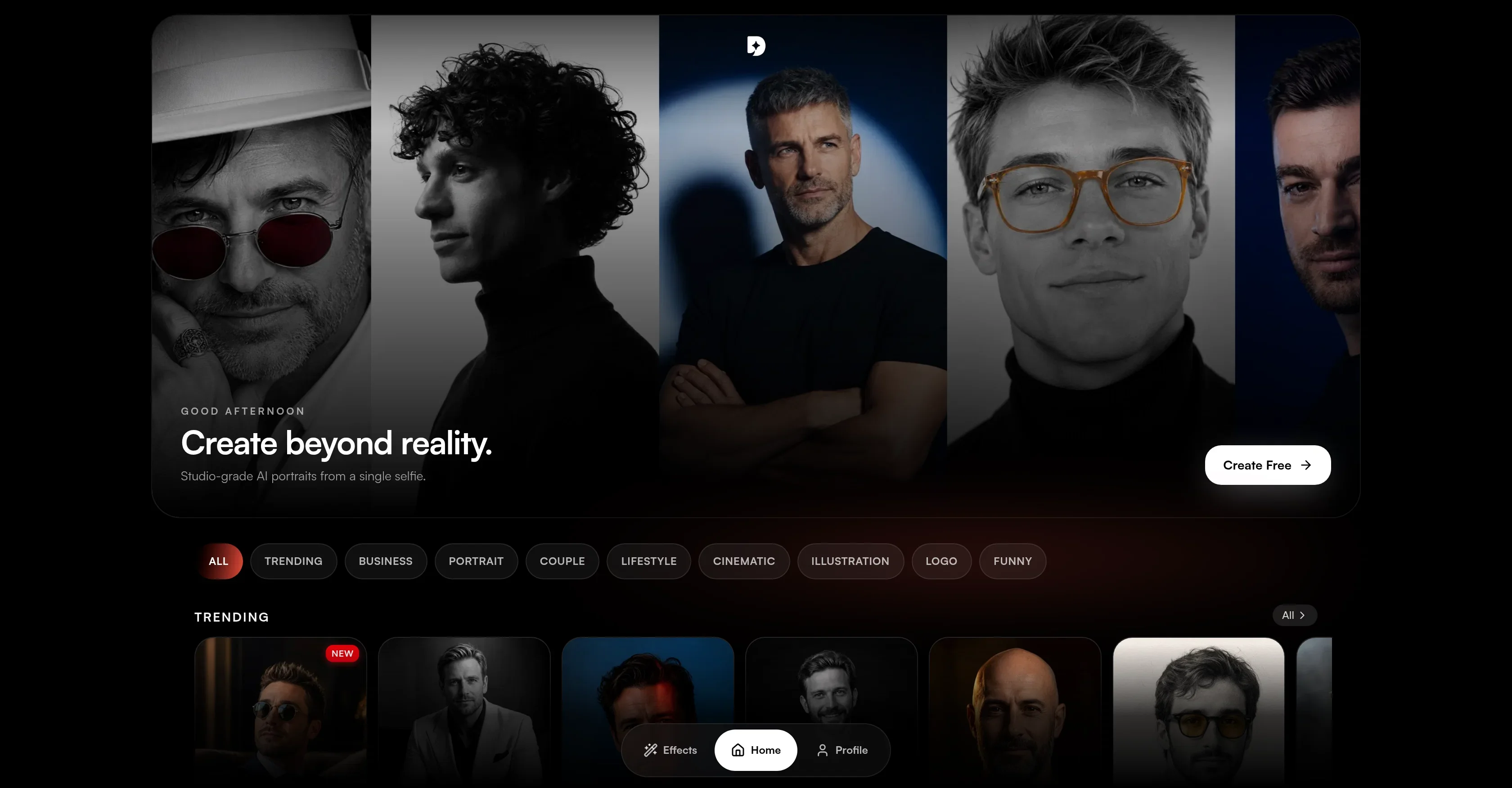 Dante: AI Portraits product preview