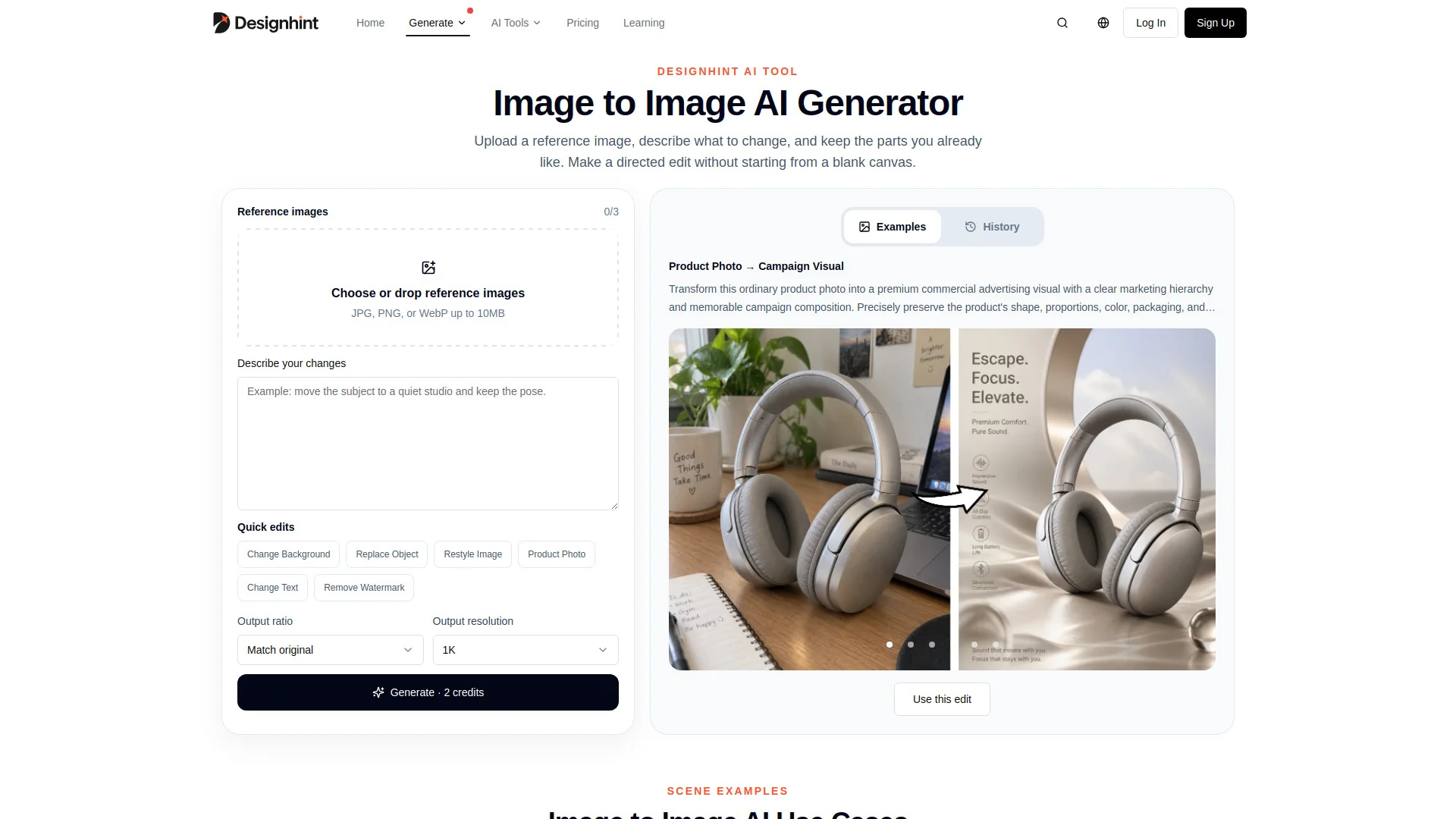 Designhint Image to Image AI product preview