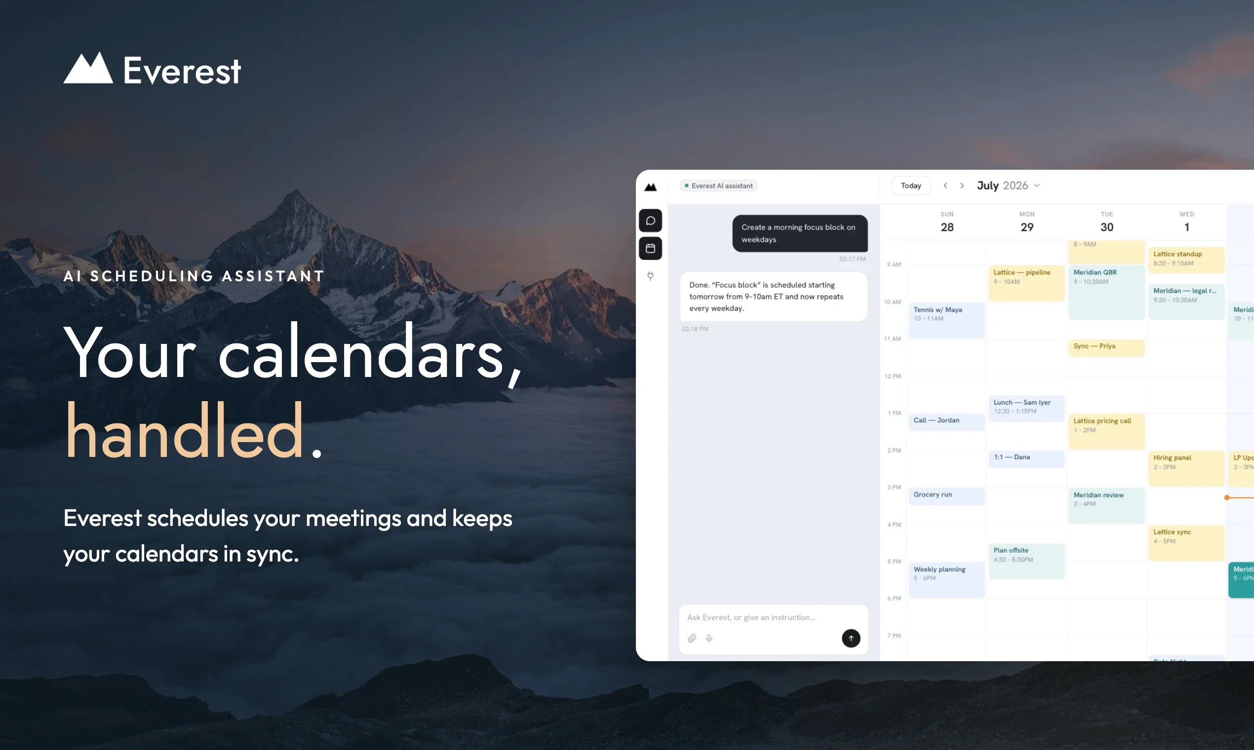 Everest | AI Scheduling Assistant product preview