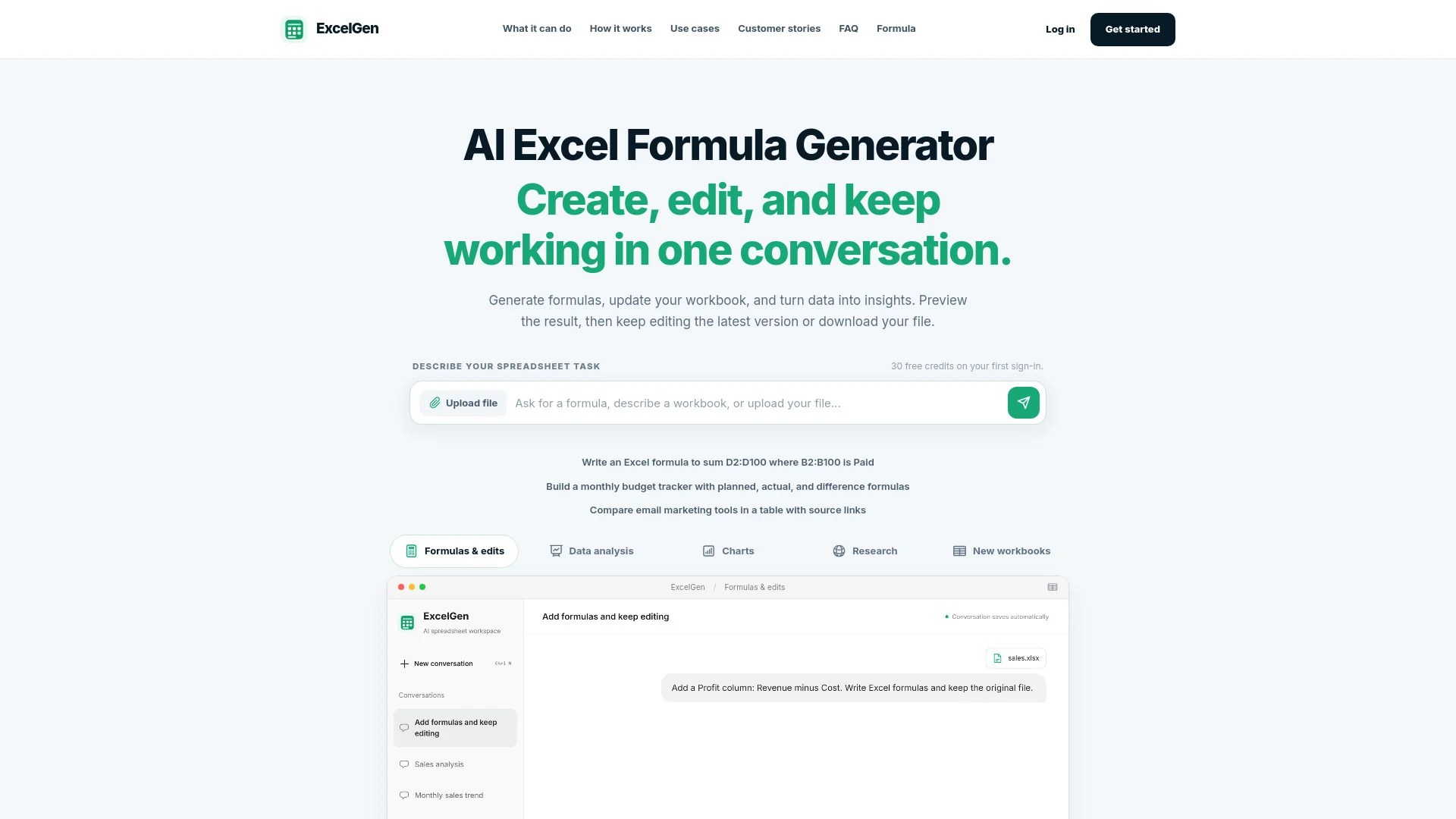 ExcelGen | AI Excel Formula Generator & Spreadsheet Assistant product preview