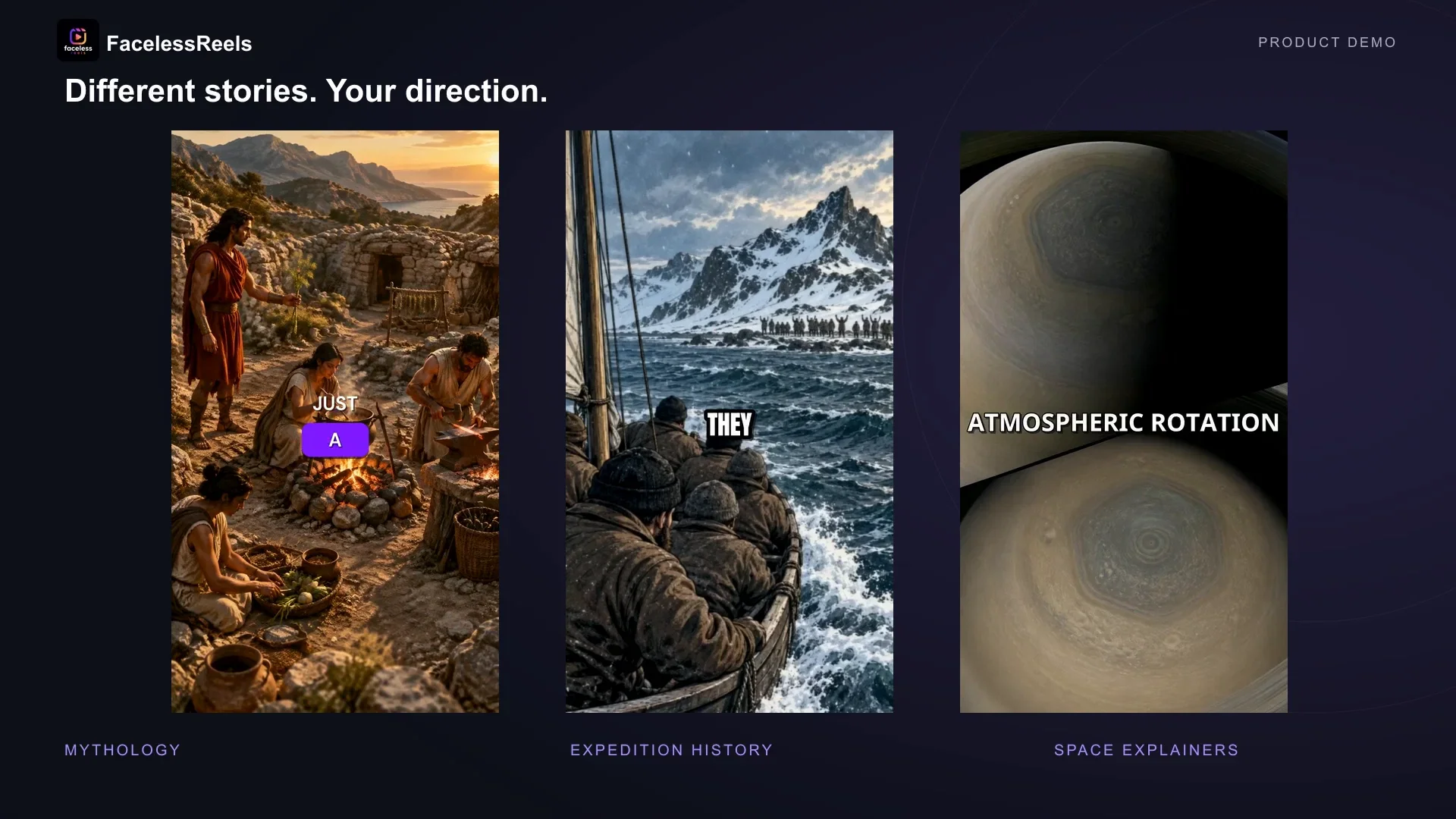 Faceless Reels AI product preview