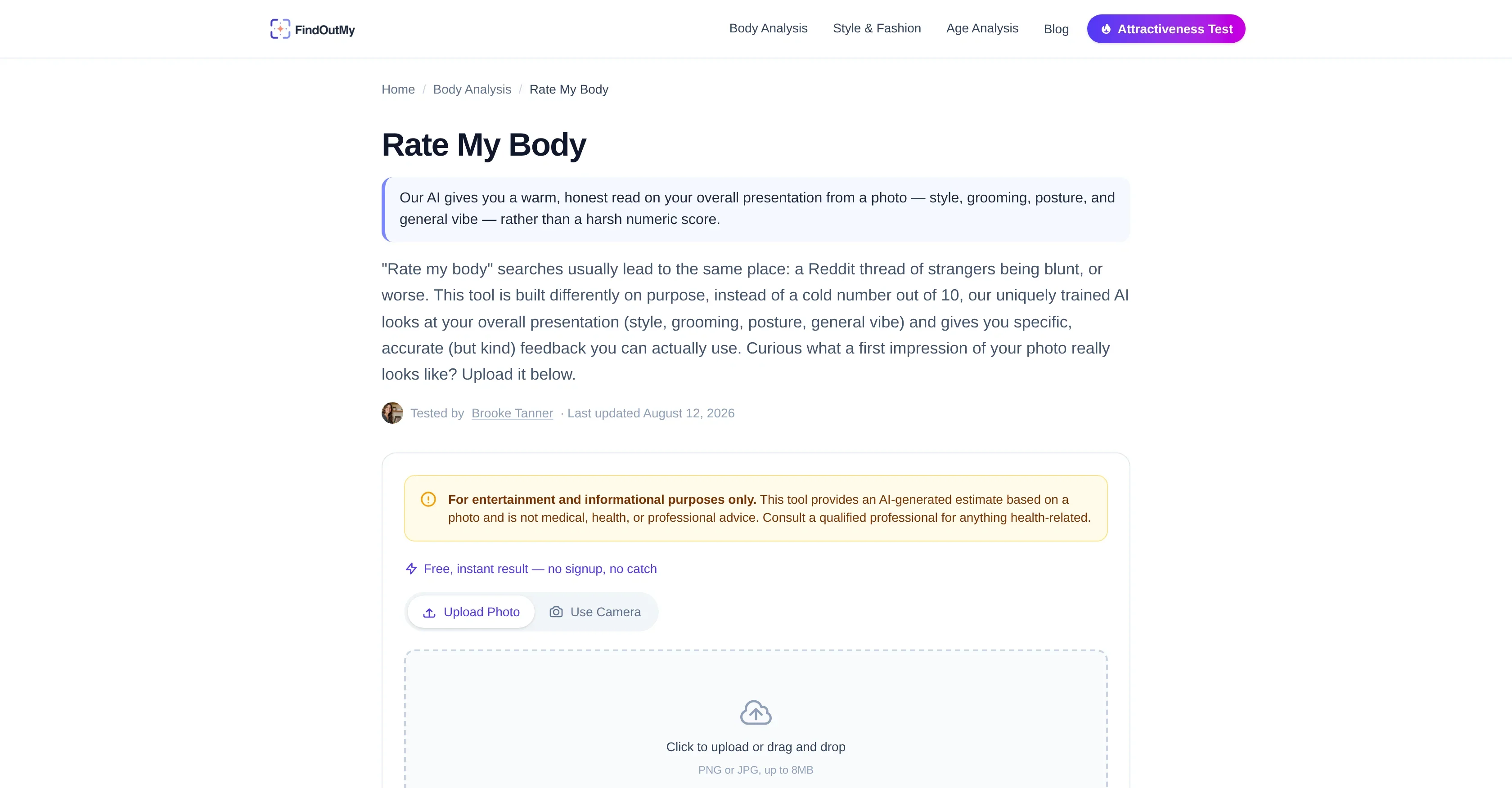 FindOutMy | Rate My Body product preview