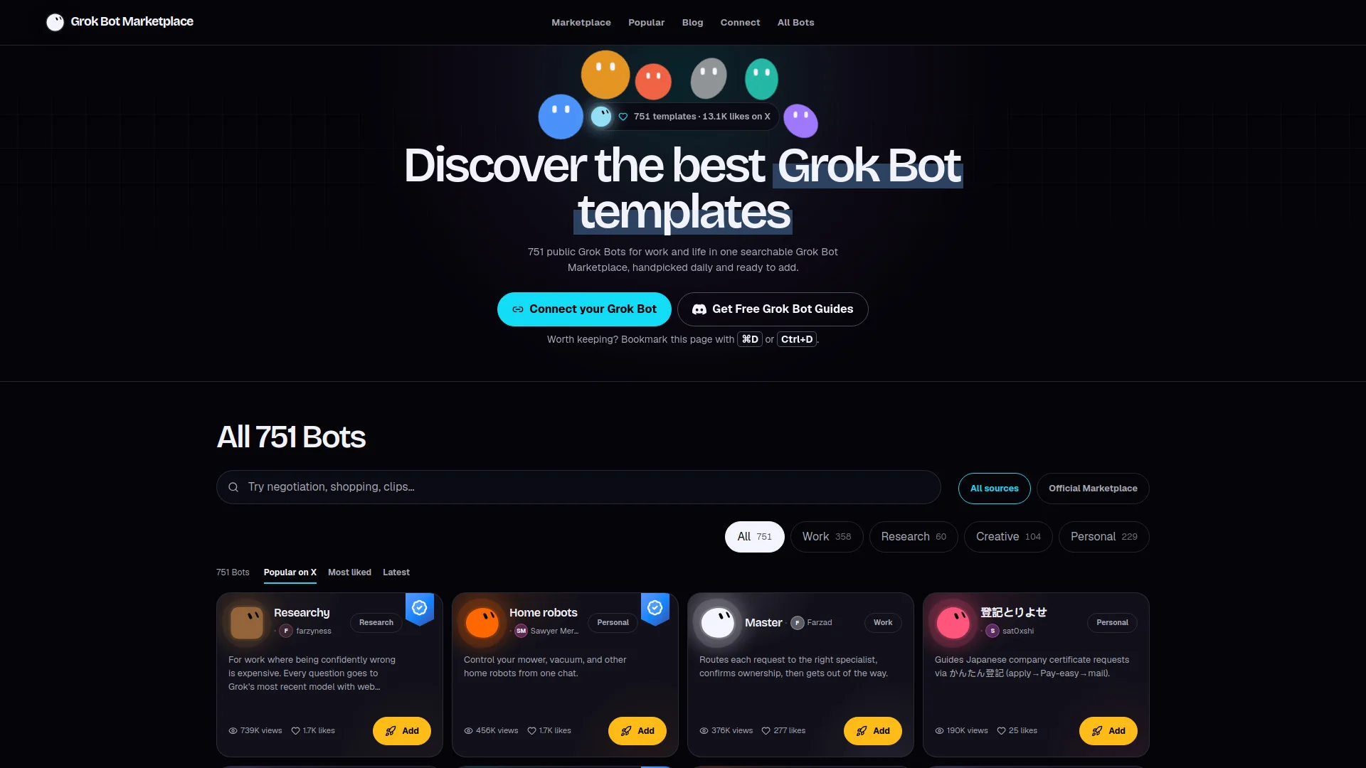 Grok Bot Marketplace product preview