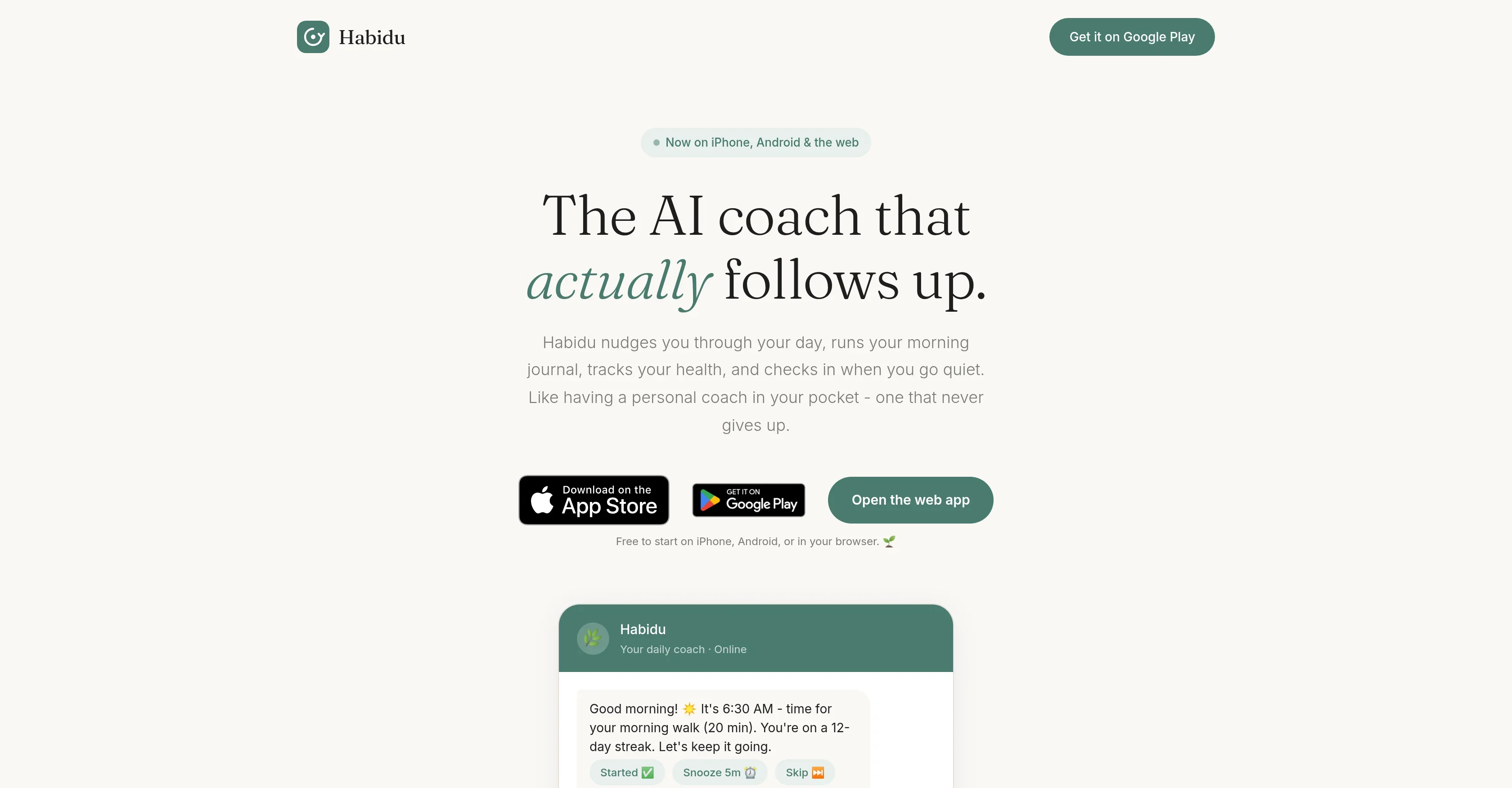 Habidu - Your AI Daily Coach product preview