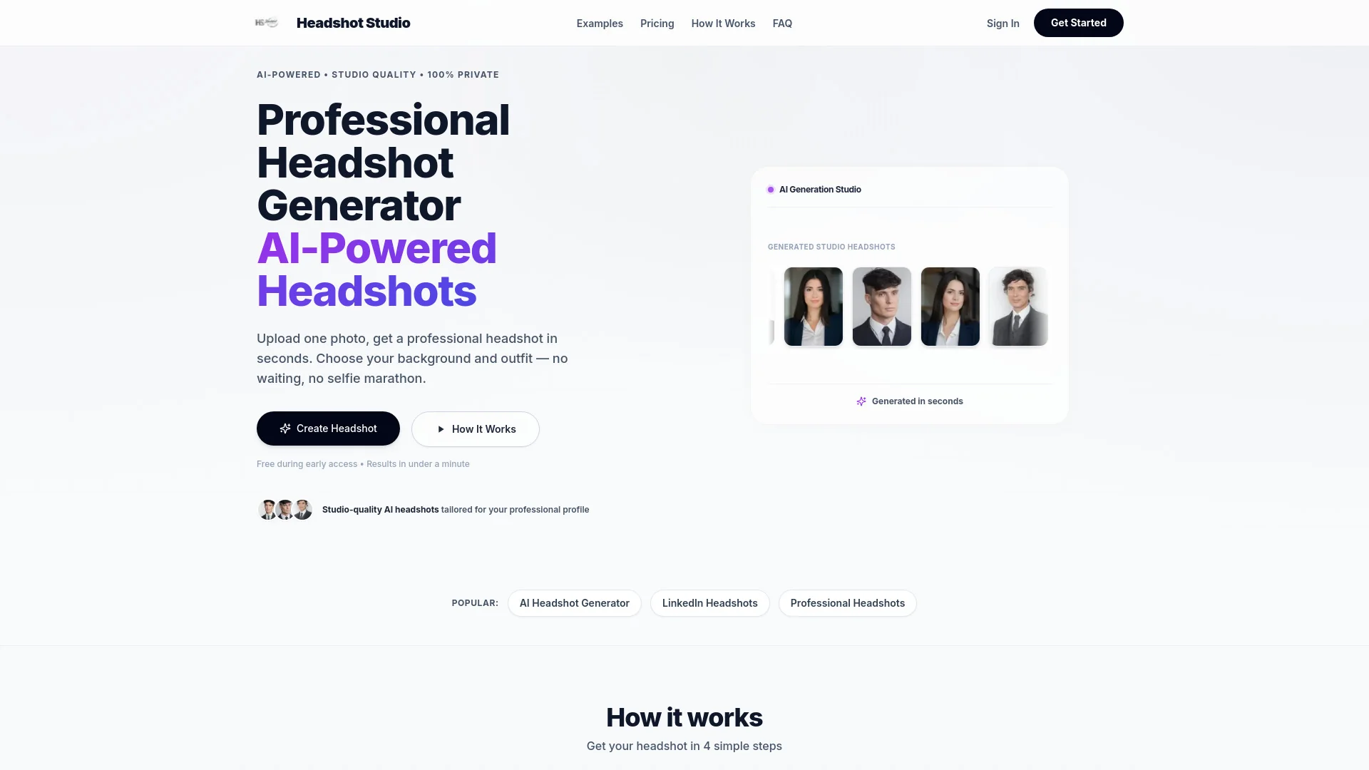 Professional Headshot Generator product preview
