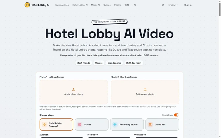 HotelLobbyVideo.com product preview