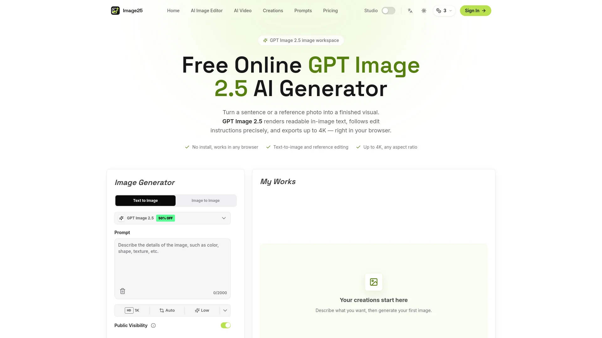 Free GPT Image 2.5 Generator Online product preview