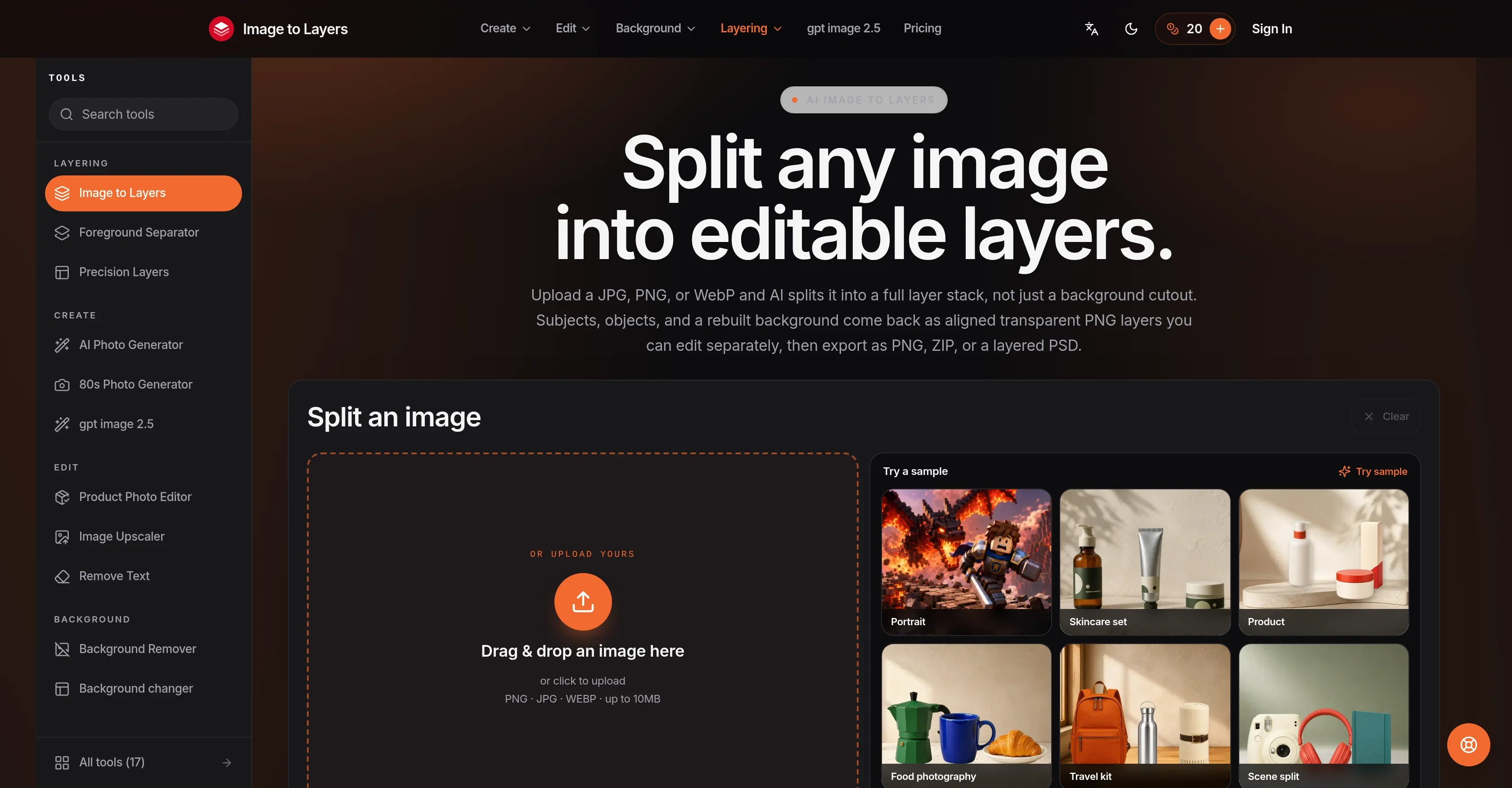 Image to Layers AI product preview