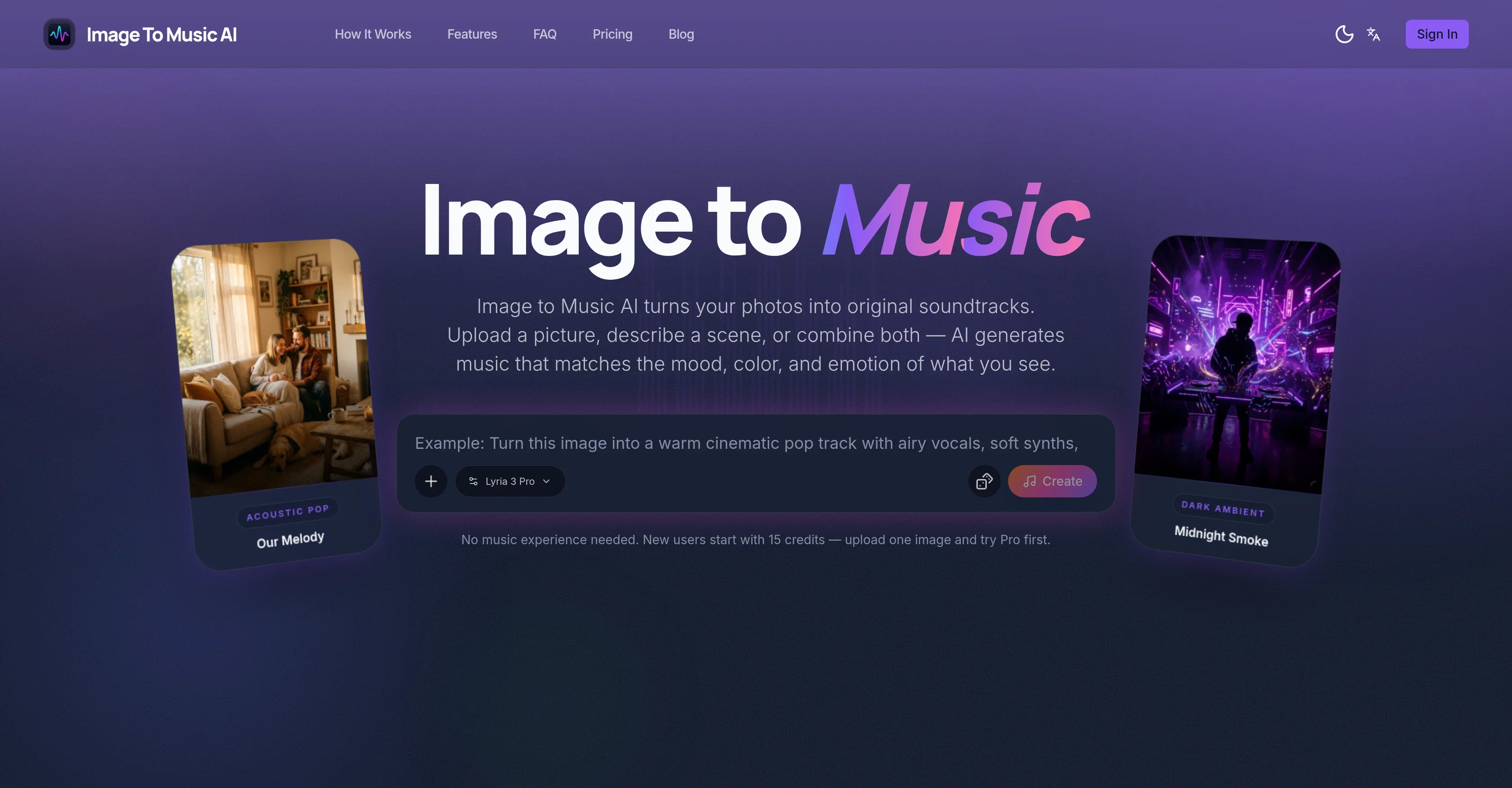 Image to Music AI product preview