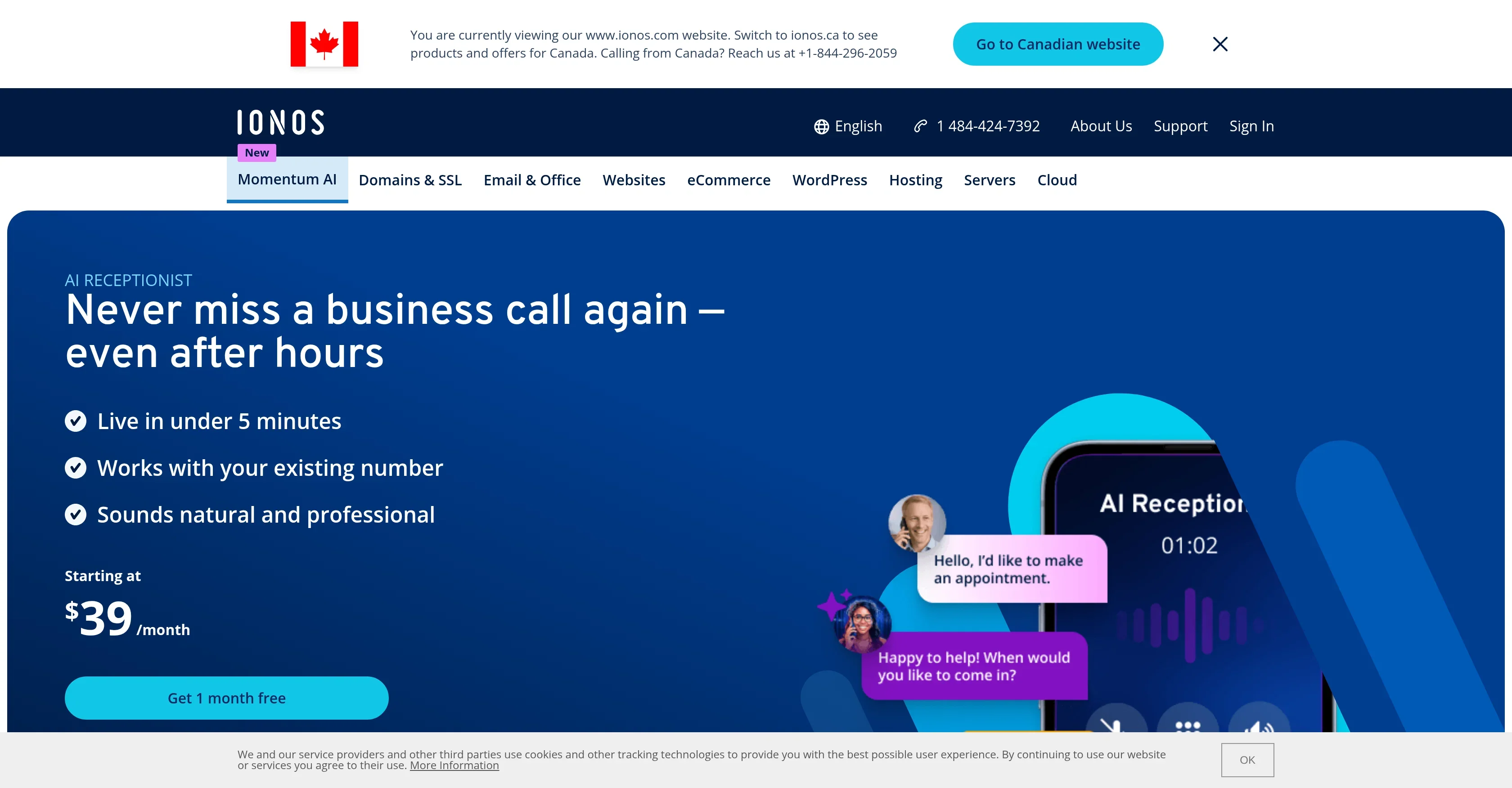 IONOS | AI Receptionist product preview
