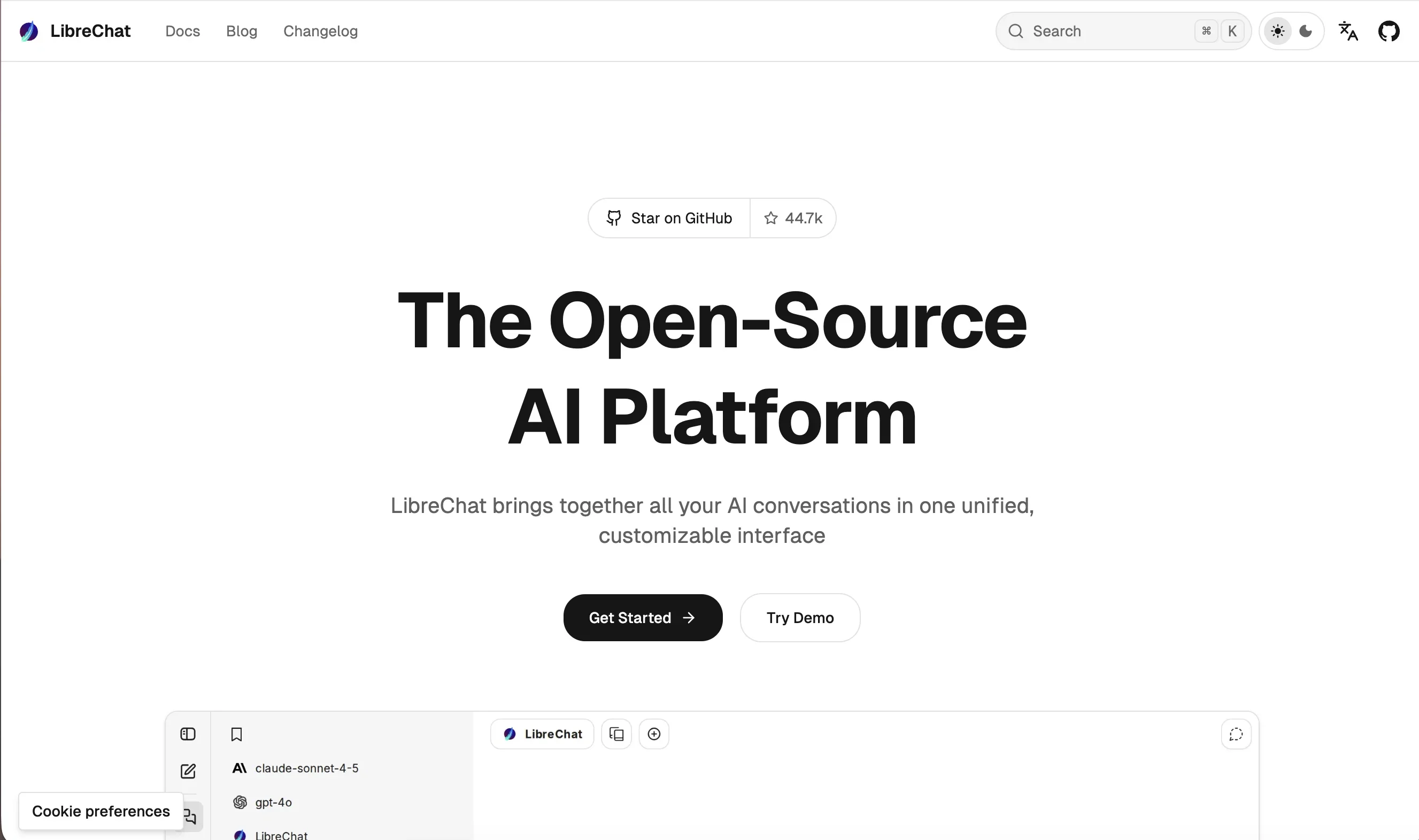 LibreChat product preview