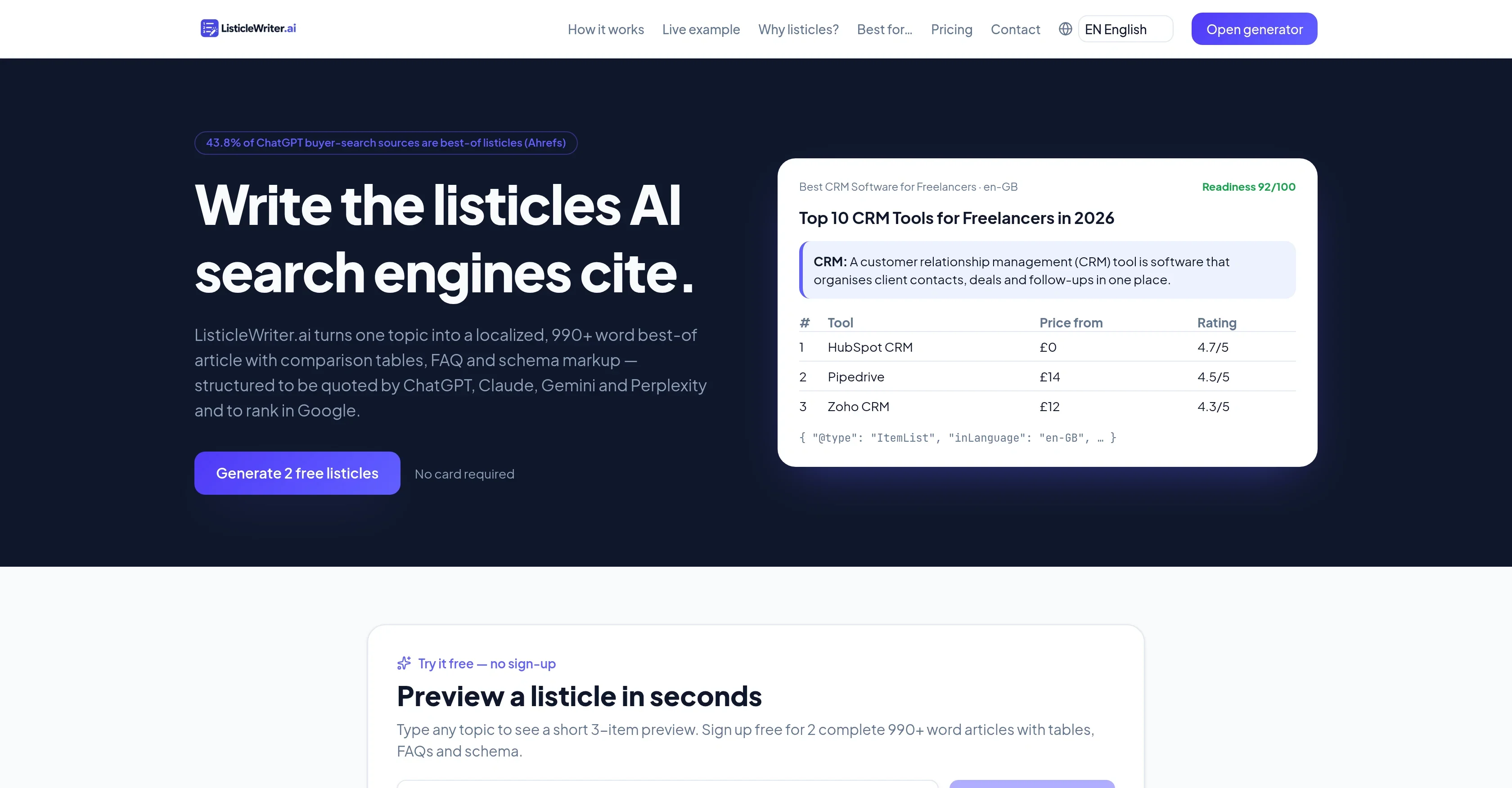ListicleWriter.ai product preview