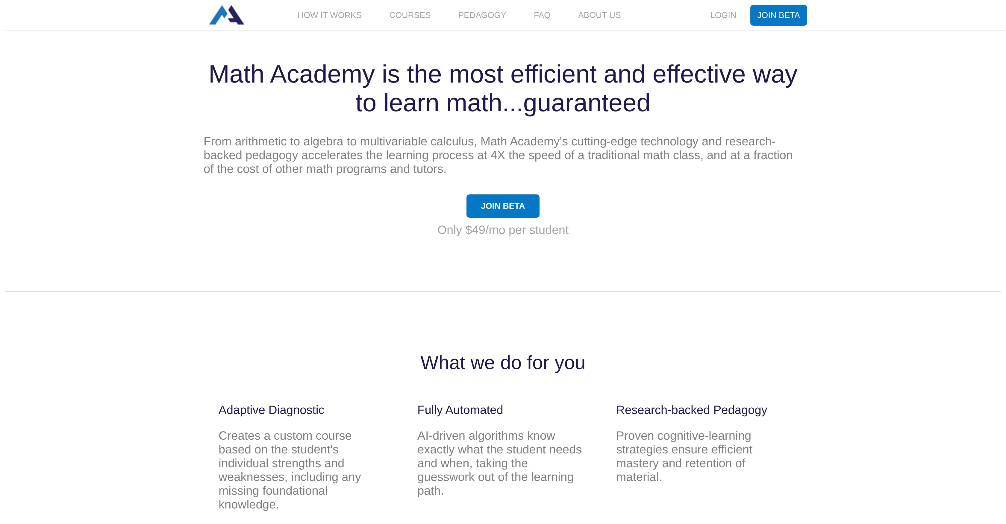 Math Academy product preview