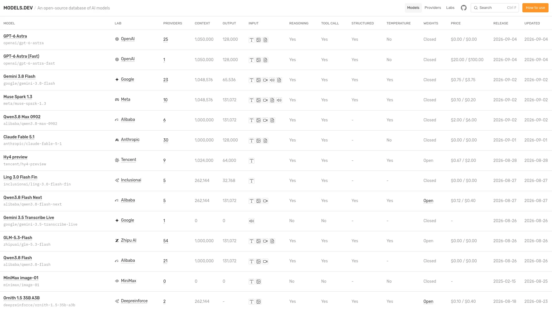 Models.dev product preview