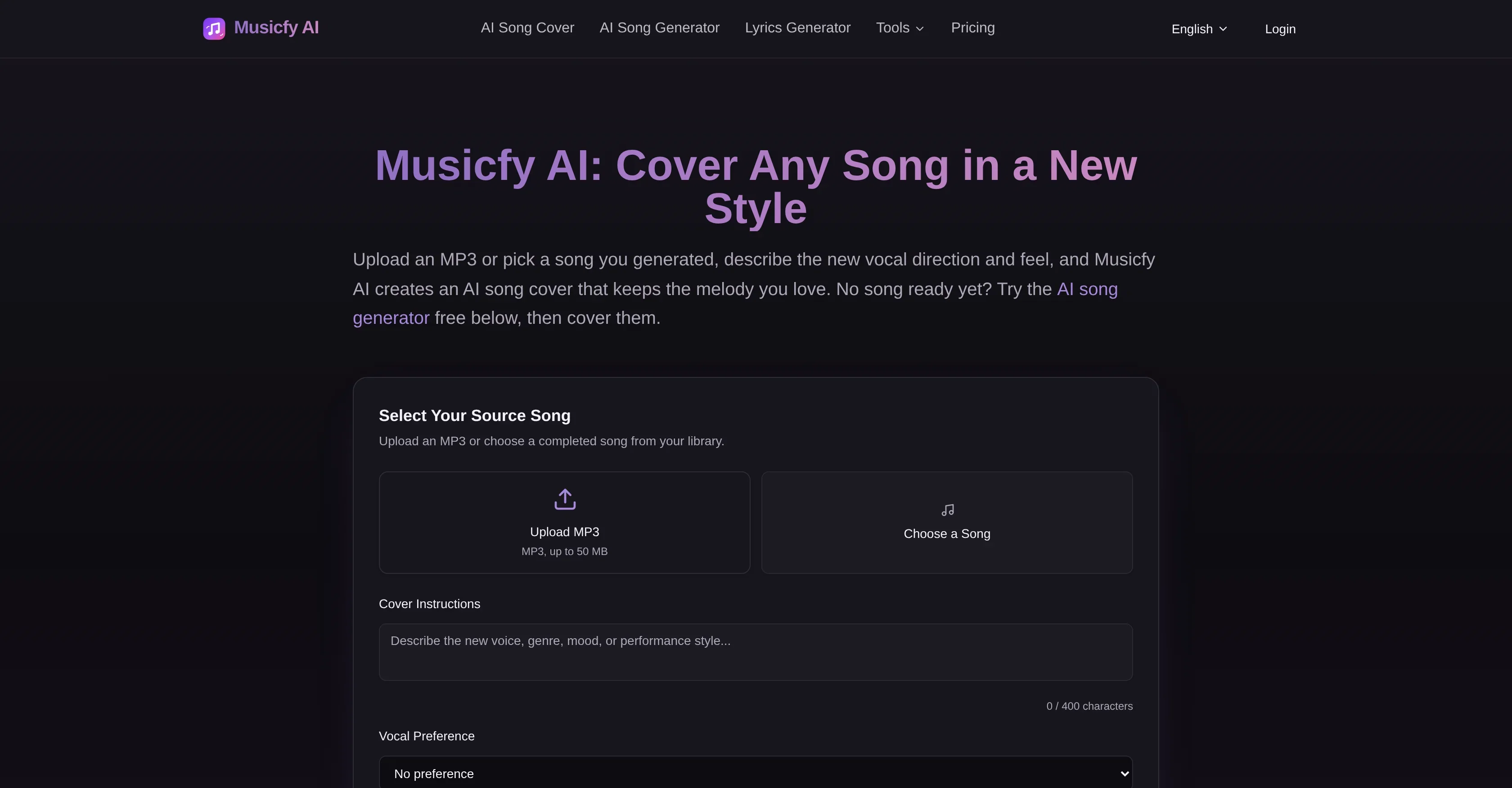 Musicfy AI product preview