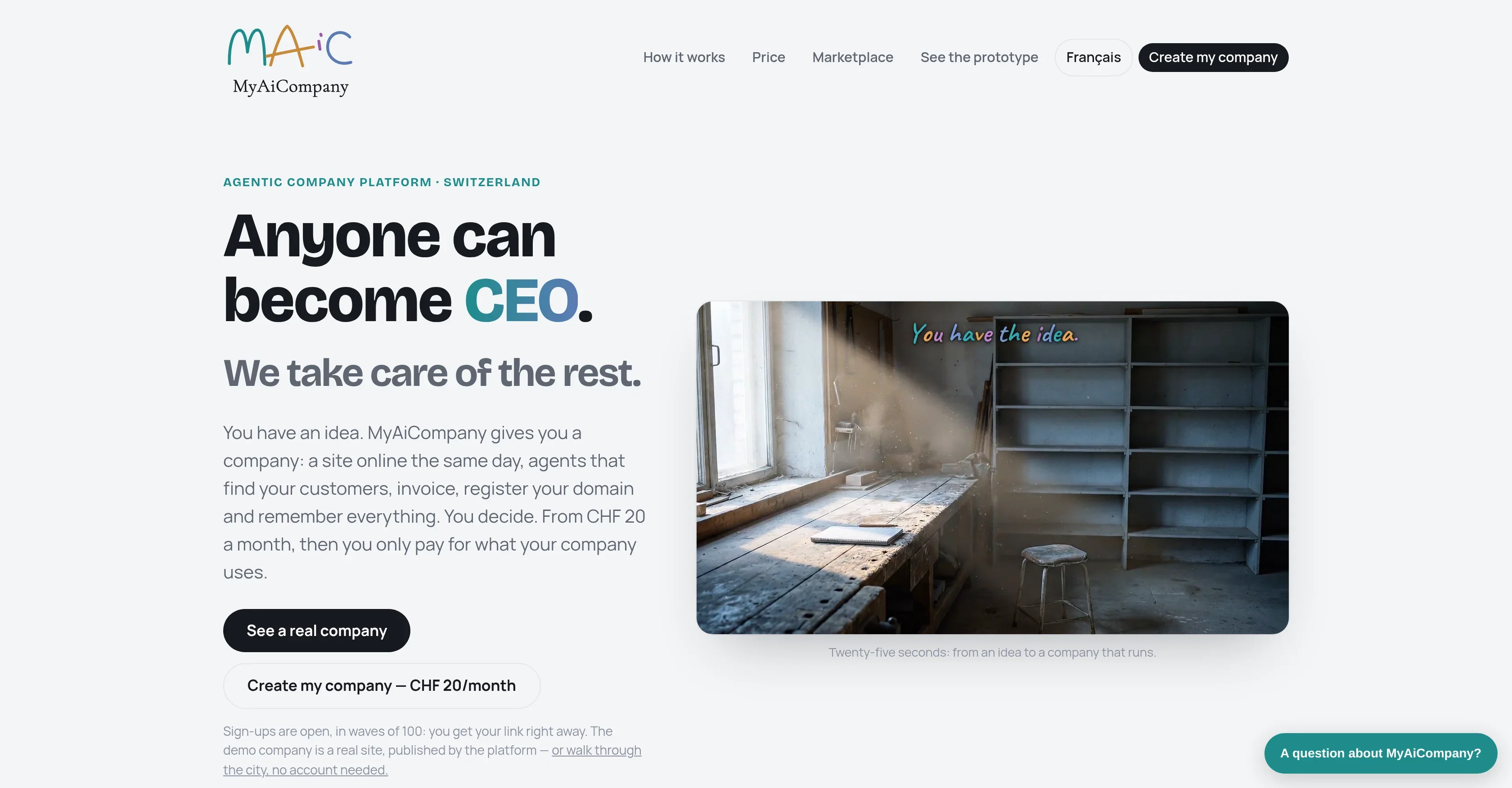 MyAiCompany product preview