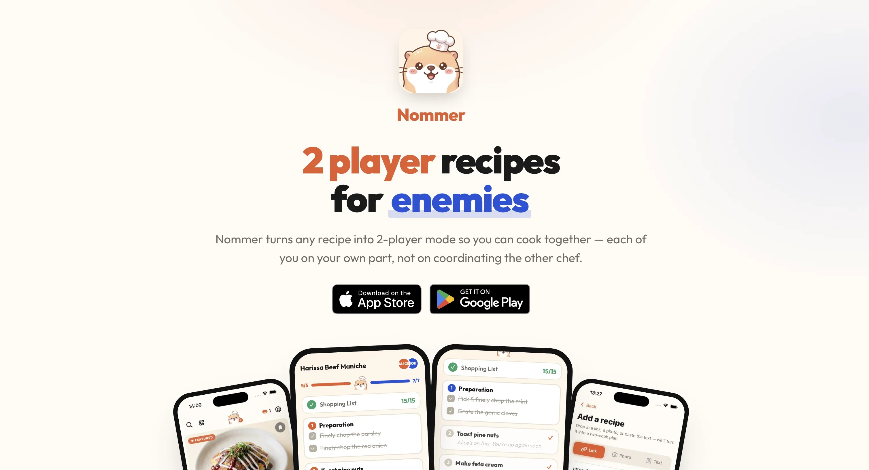 Nommer - cook recipes together product preview