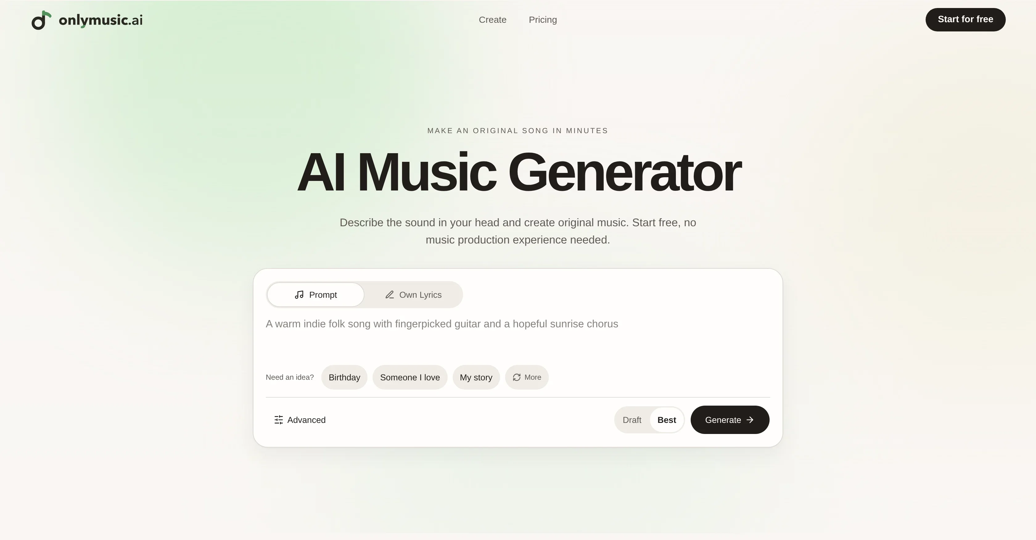 onlymusic.ai product preview