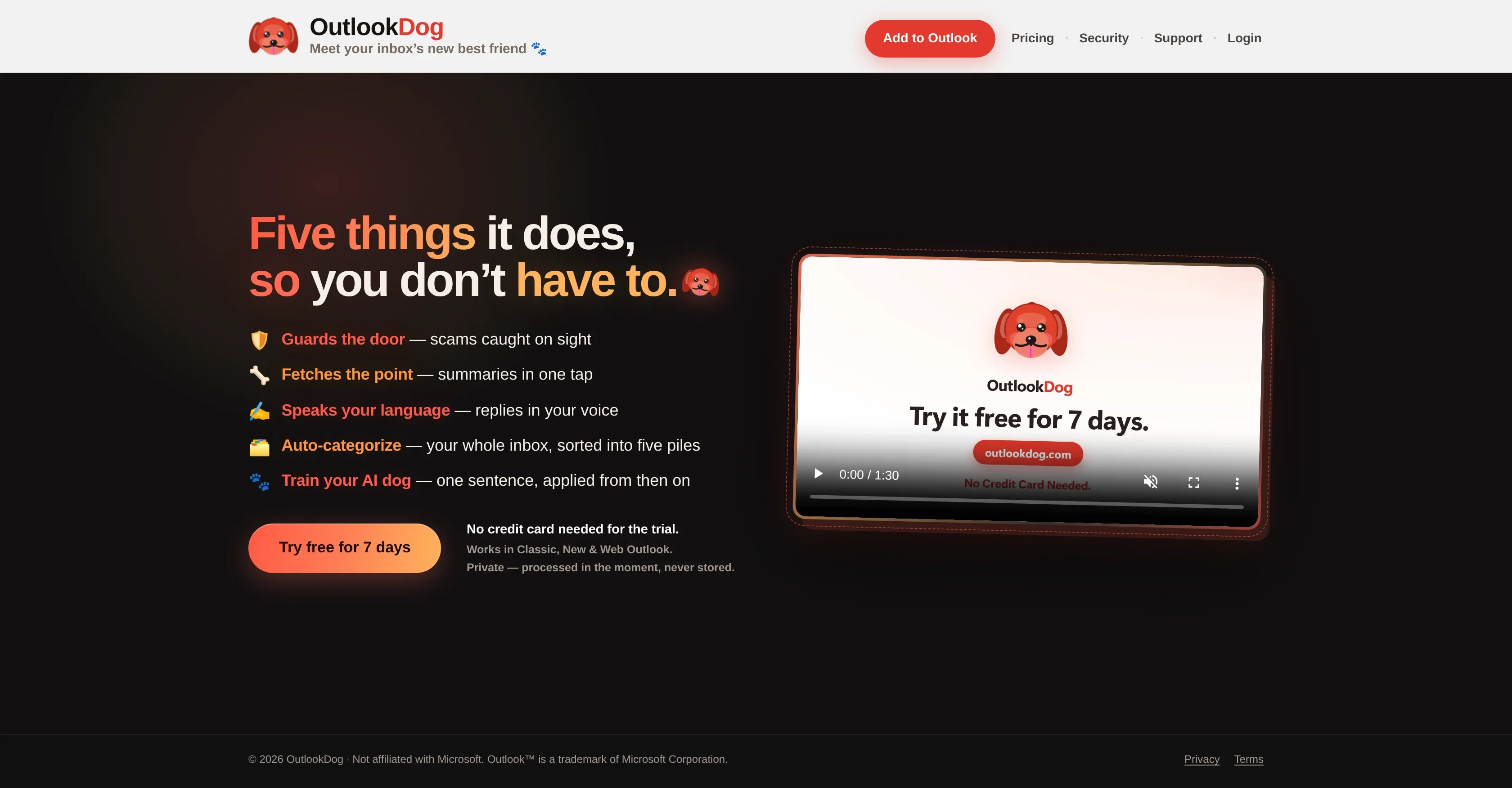 OutlookDog product preview