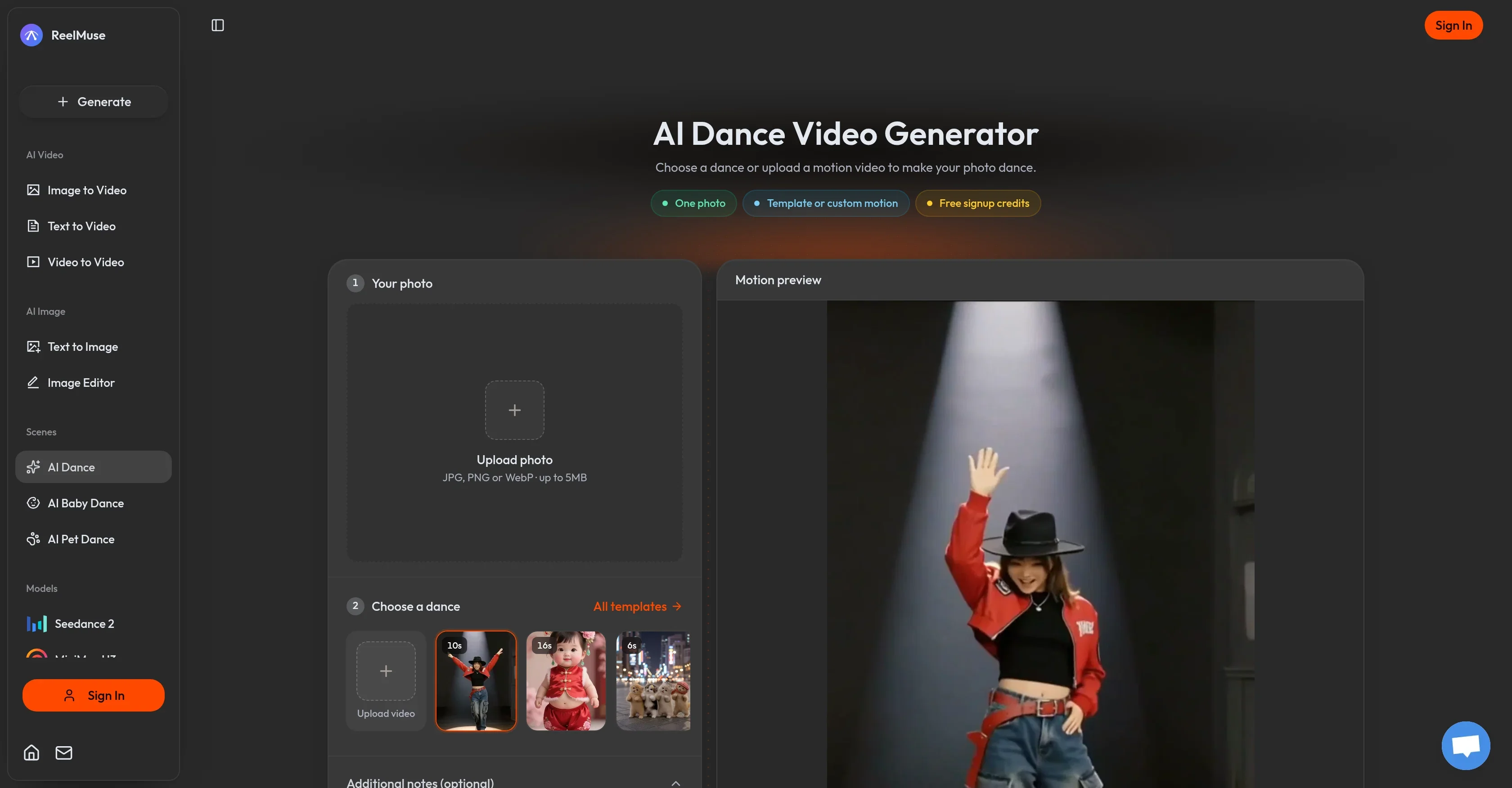 ReelMuse | AI Dance Generator product preview