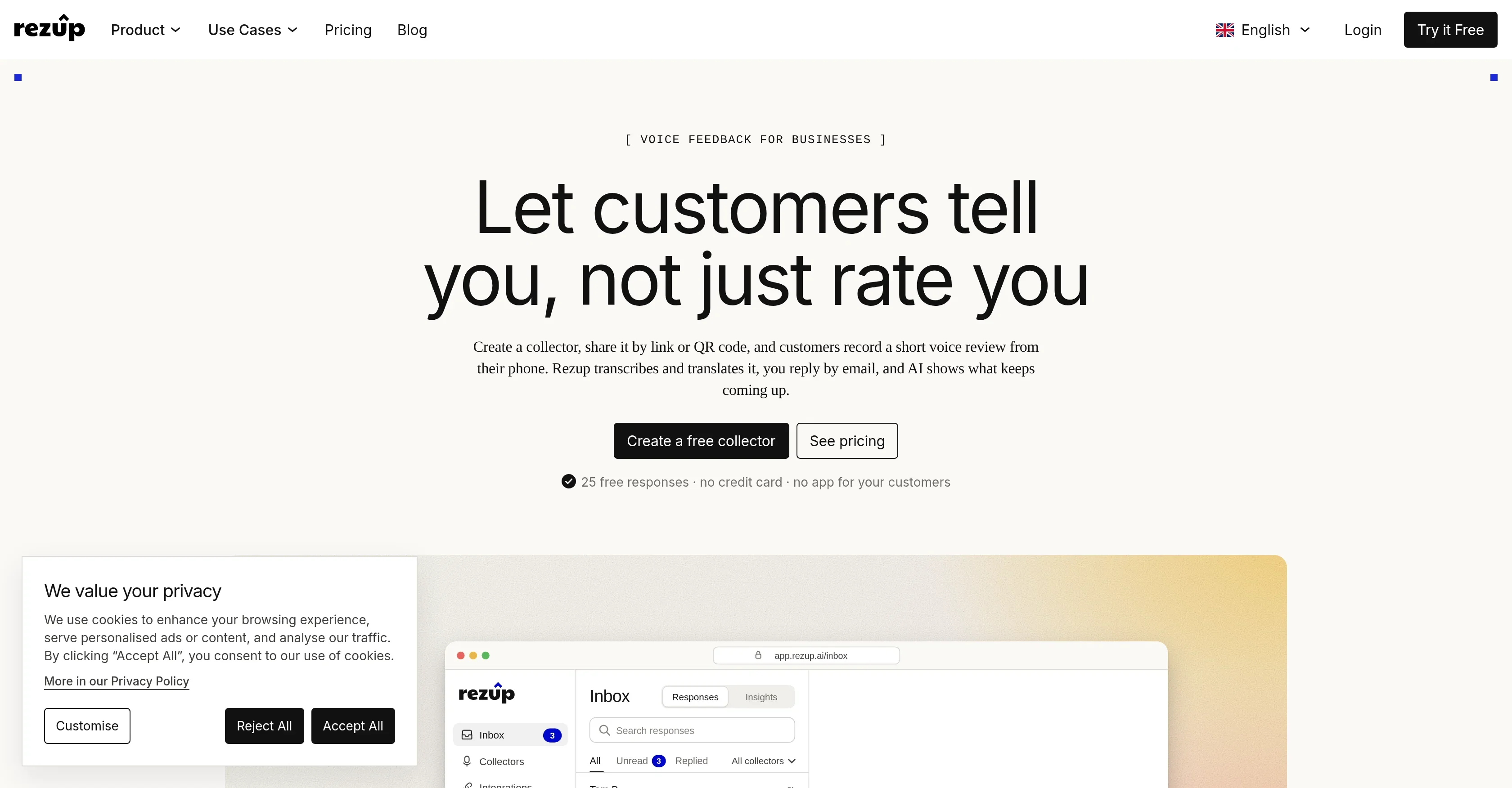 Rezup product preview