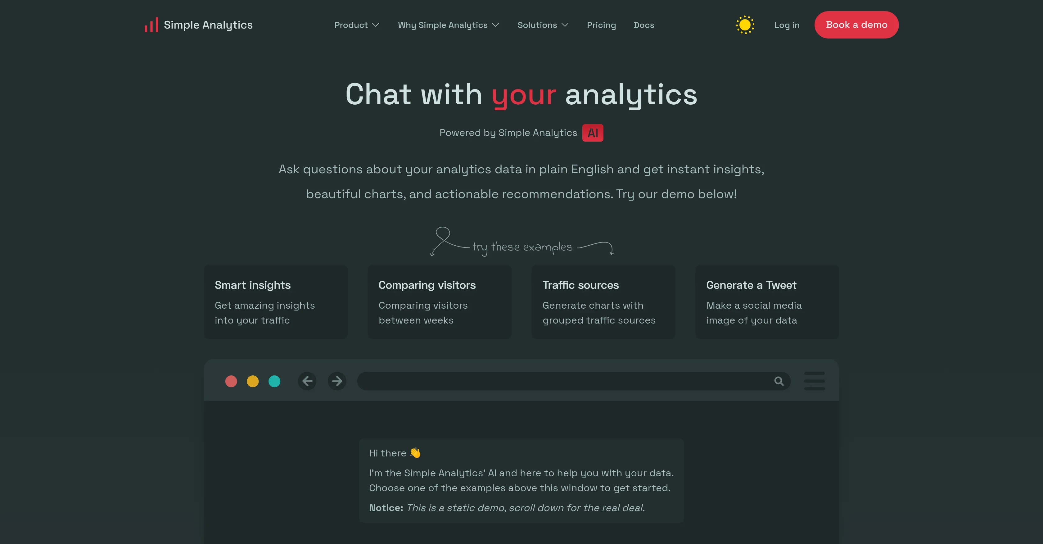 Simple Analytics AI 제품 미리보기