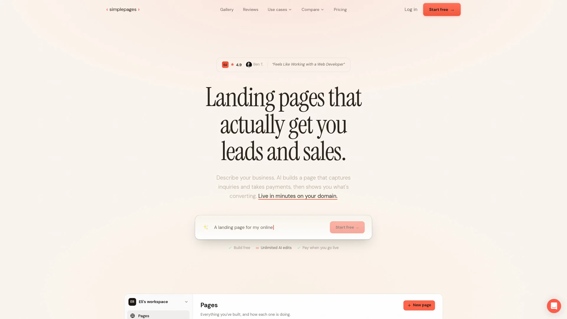 Simplepages.ai product preview