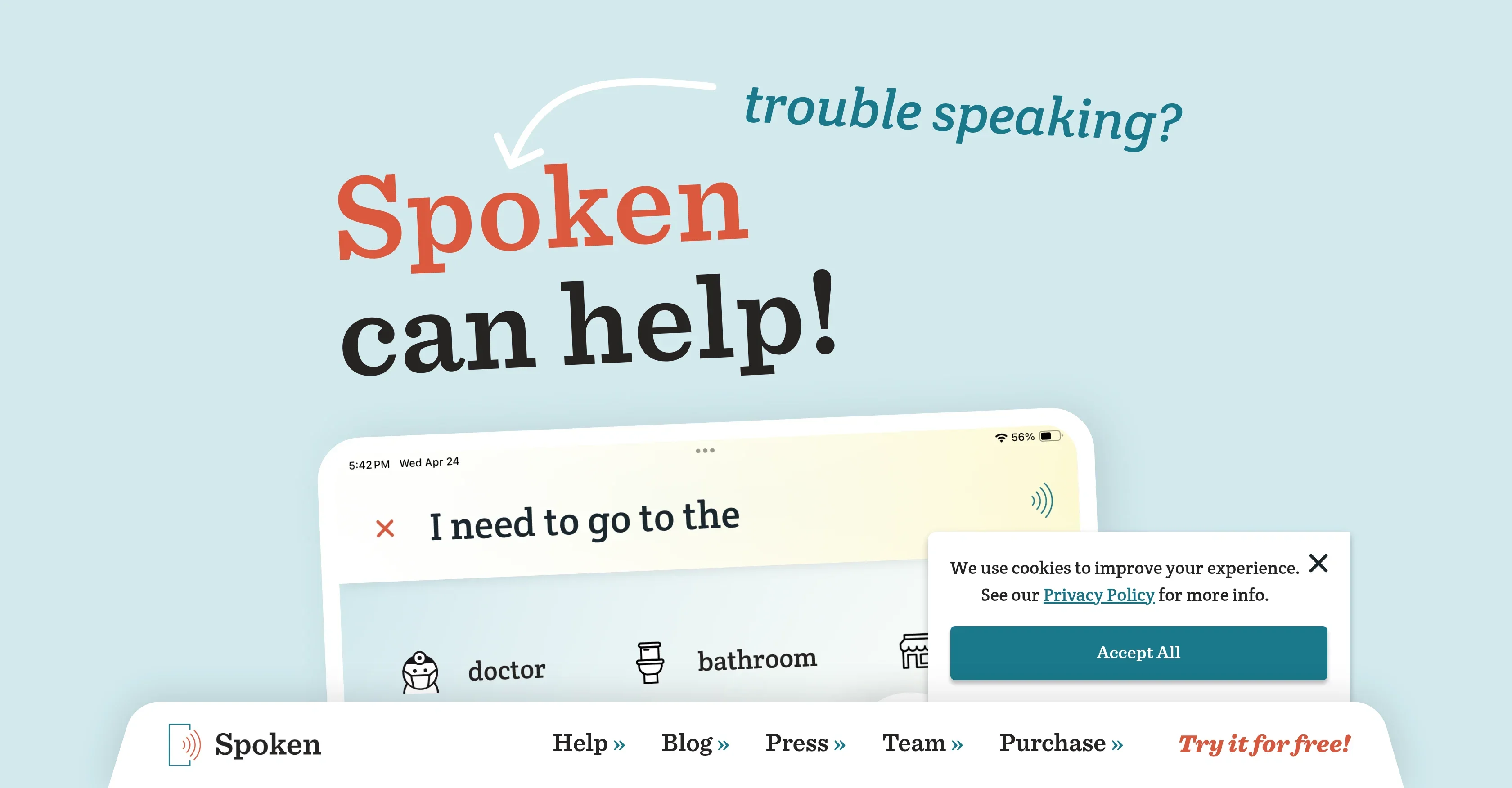 Spoken - Tap to Talk AAC product preview