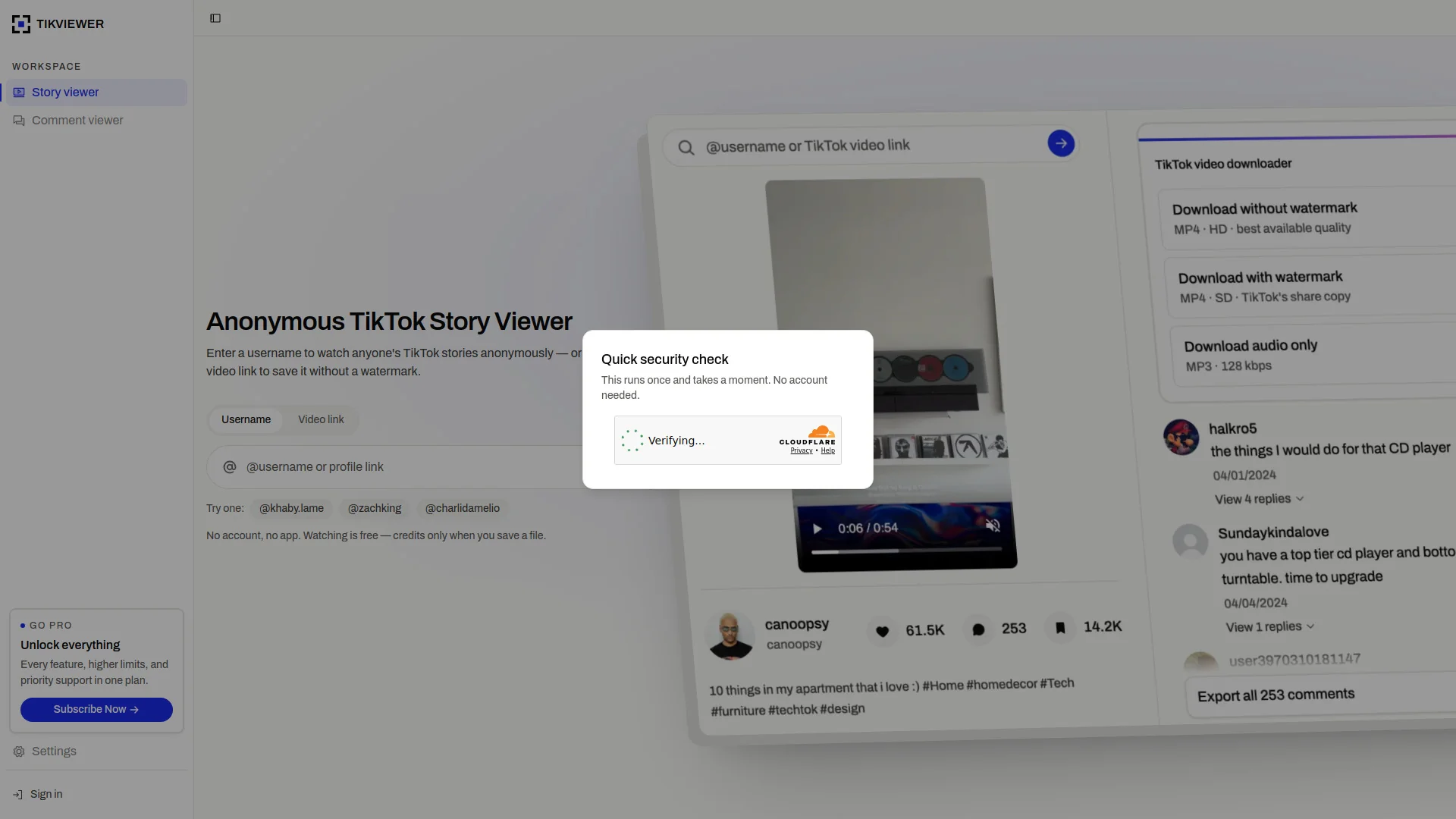 TikViewer product preview