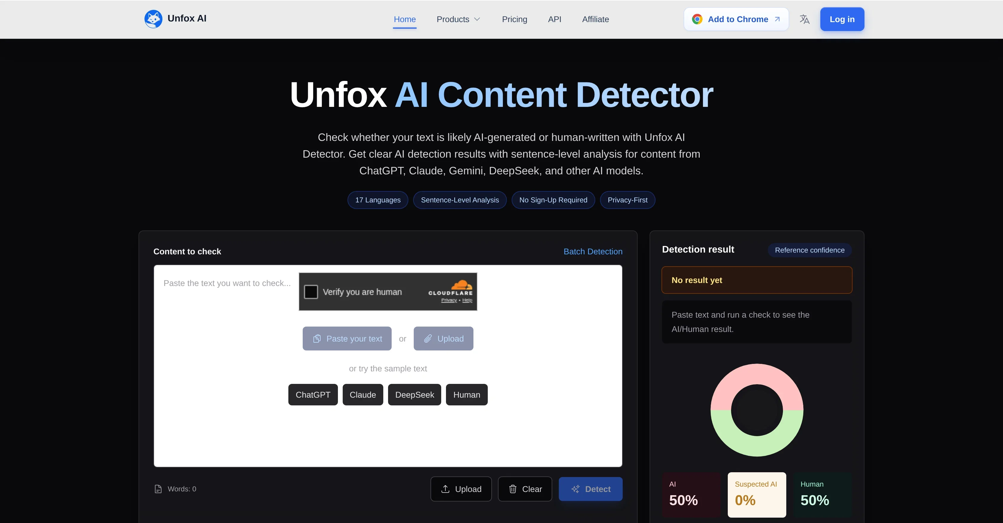 Unfox AI Detector product preview