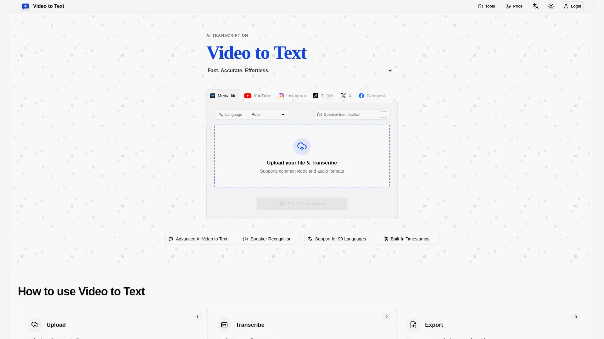 Video to Text product preview