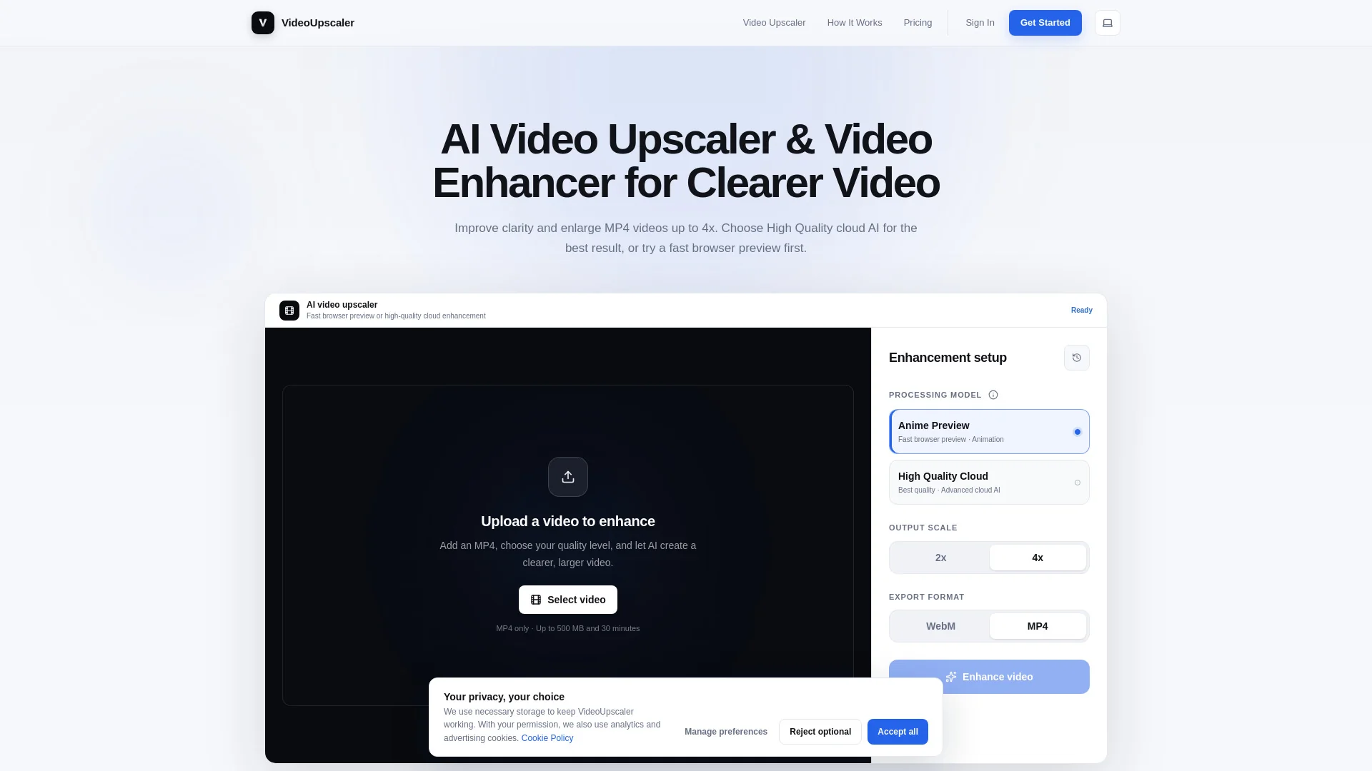 Video Upscaler product preview