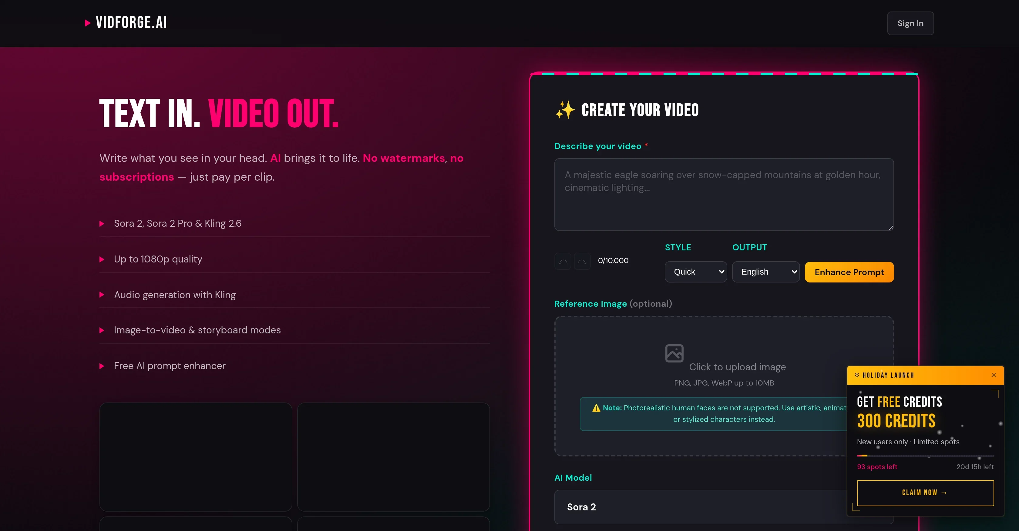 VidForge.ai product preview